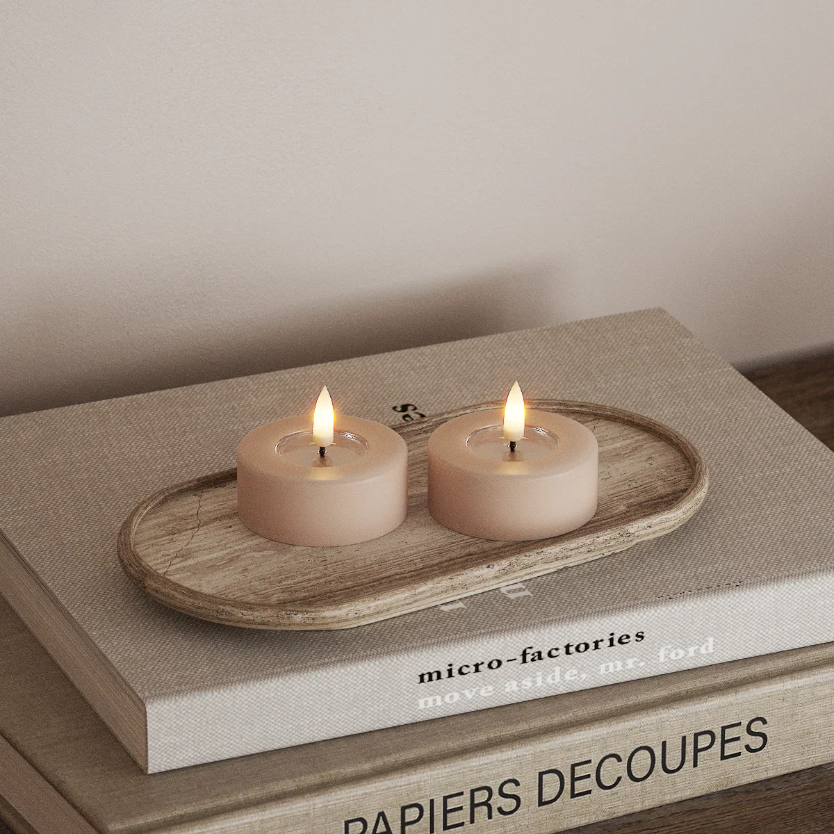 Deluxe Homeart | LED theelicht jumbo taupe/roze | 2stuks