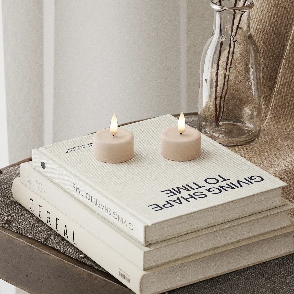 Deluxe Homeart | LED theelicht taupe/roze | 2stuks