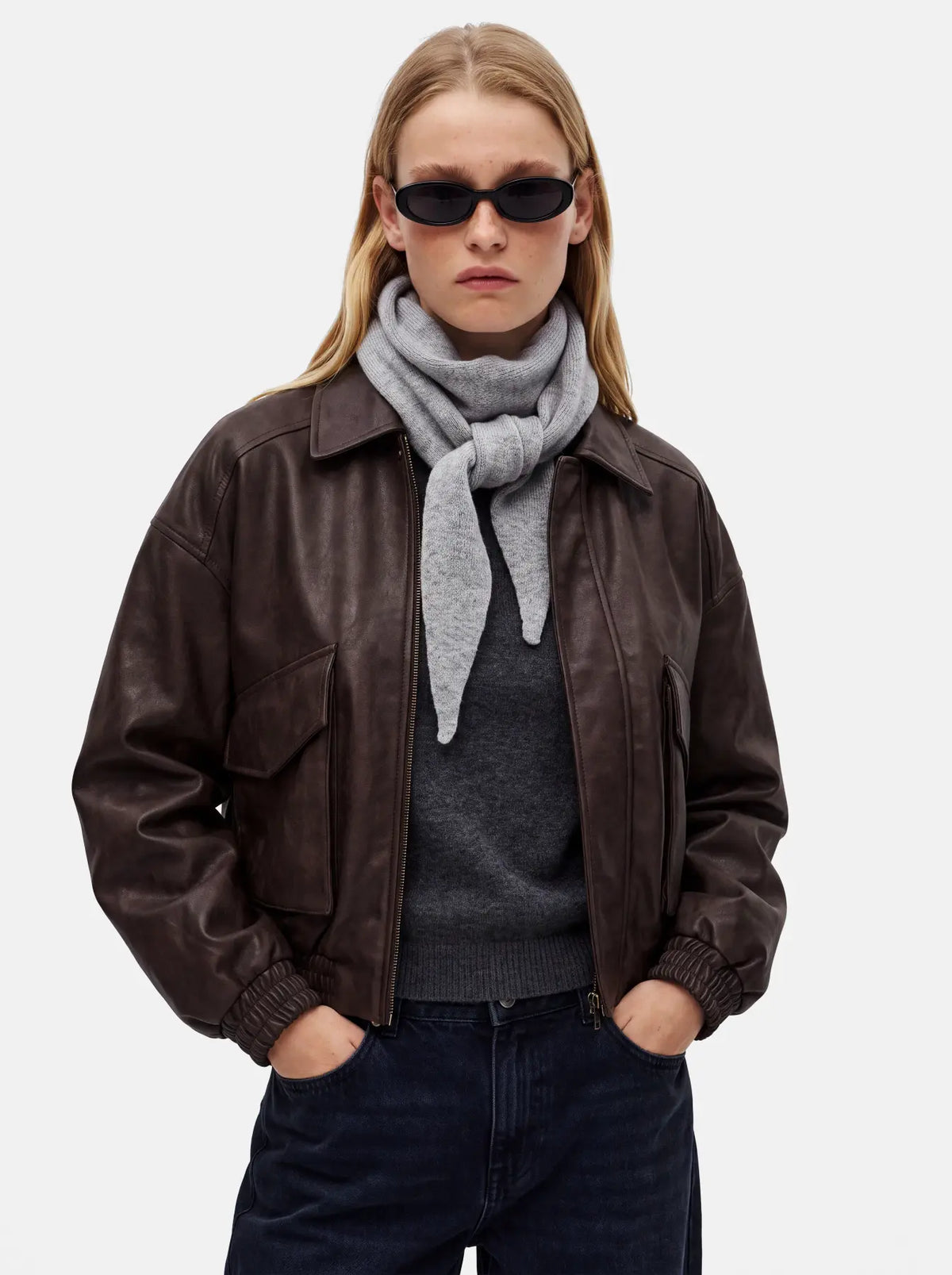 Pieces | Sjaaltje Komma Triangle medium grey NOOS