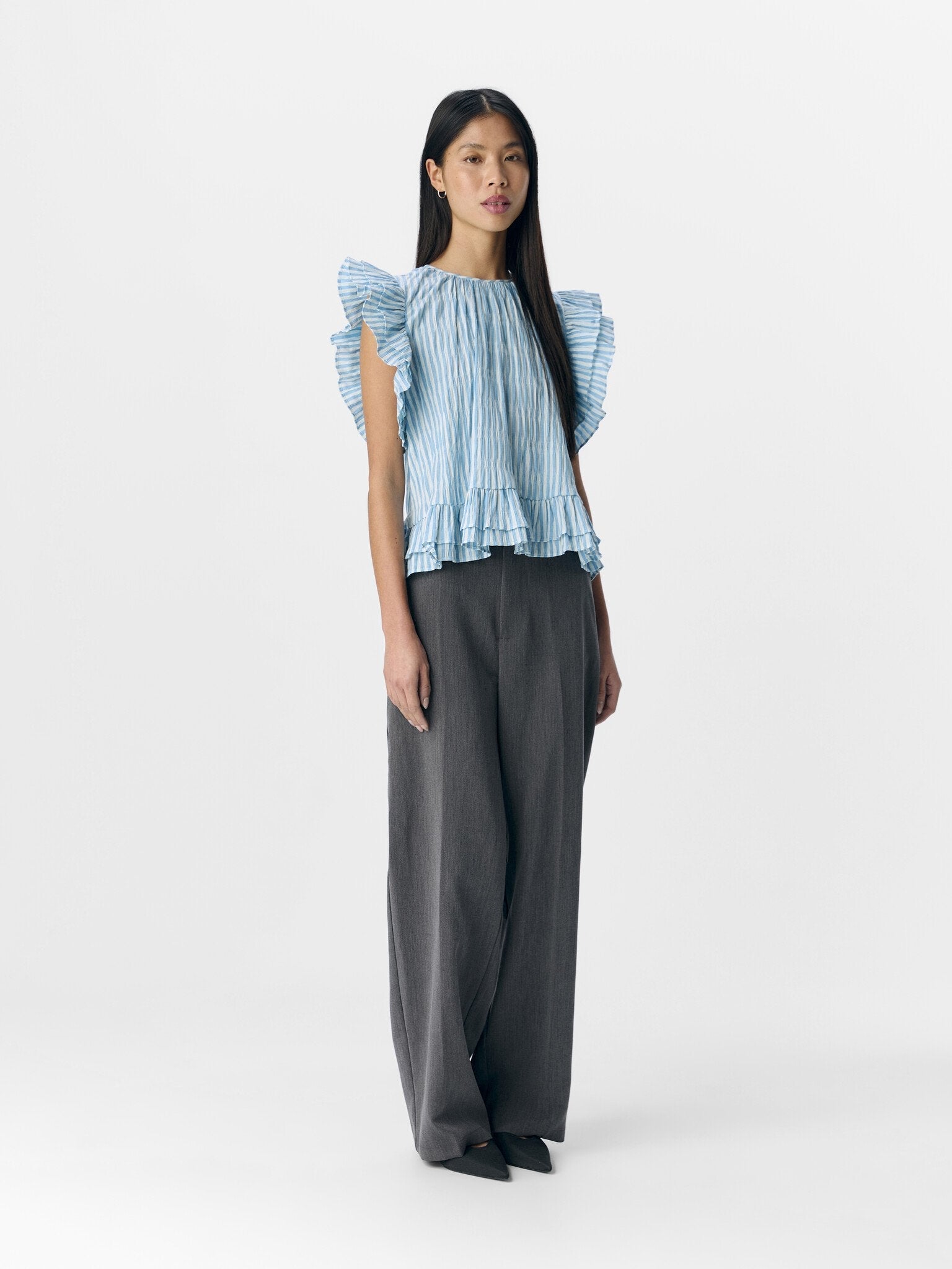 Object | Top Fine cornflower blue stripes