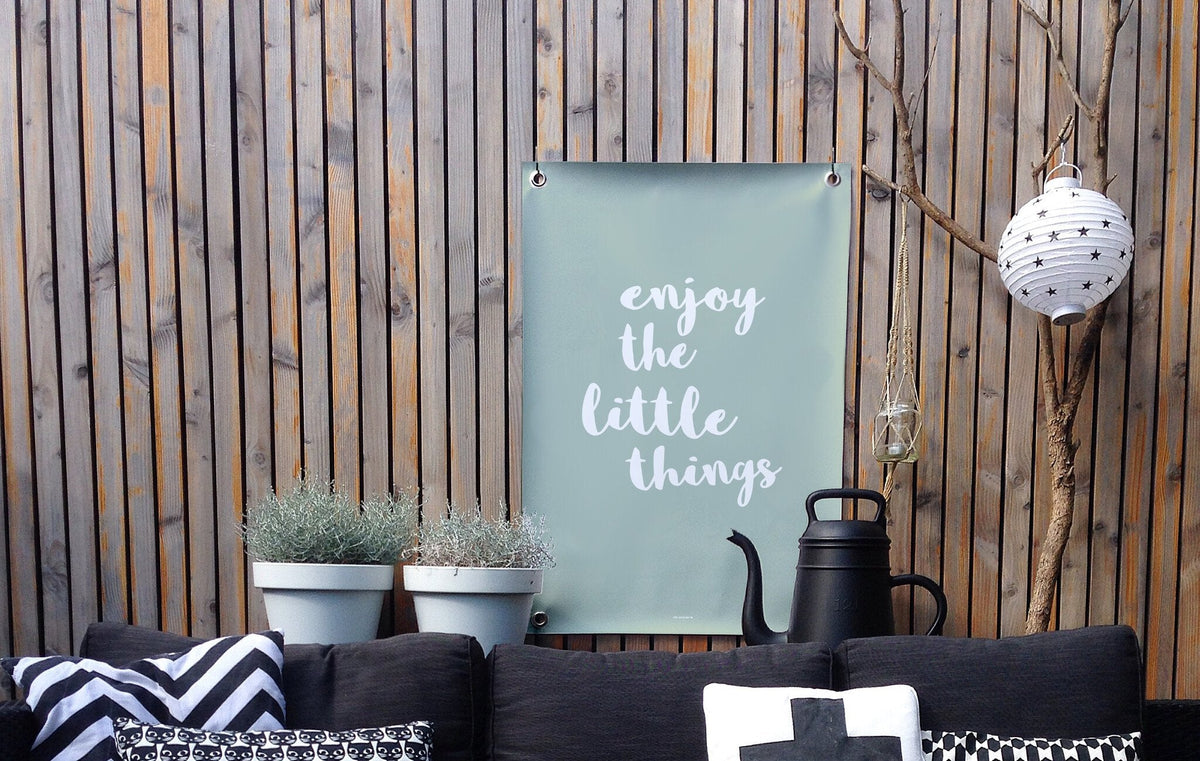 VM | Tuinposter groen wit enjoy the little things