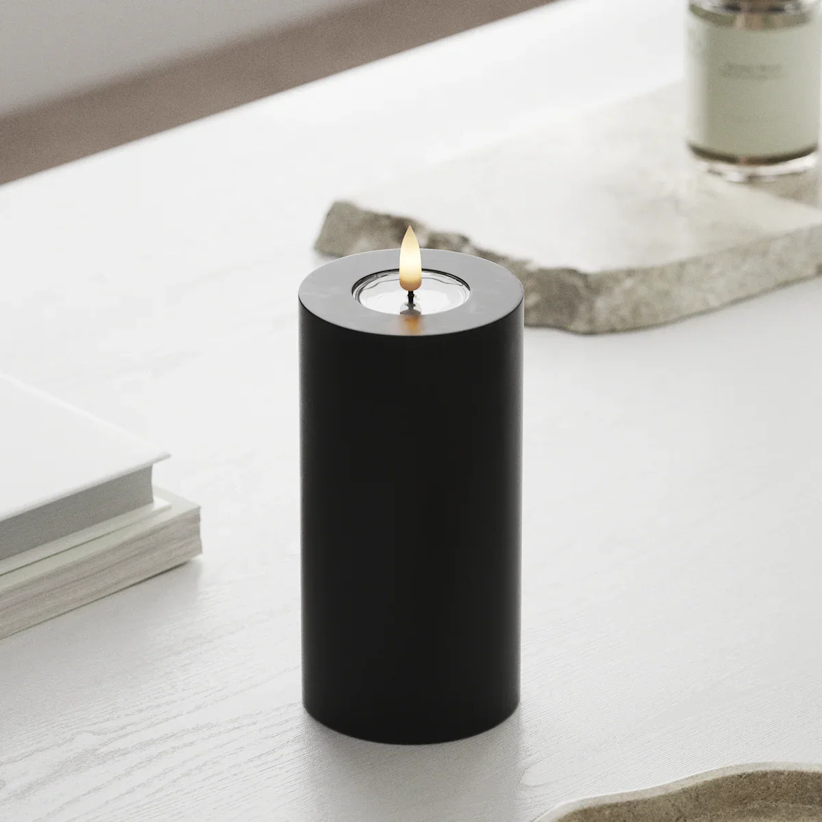 Deluxe Homeart | LED Kaars zwart 7.5x15cm