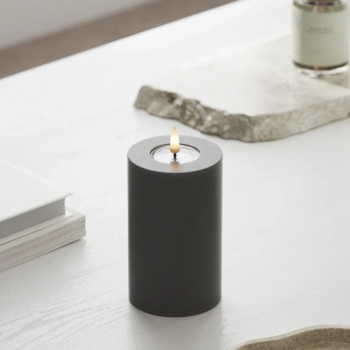 Deluxe Homeart | LED Kaars grijs 7.5x12.5cm