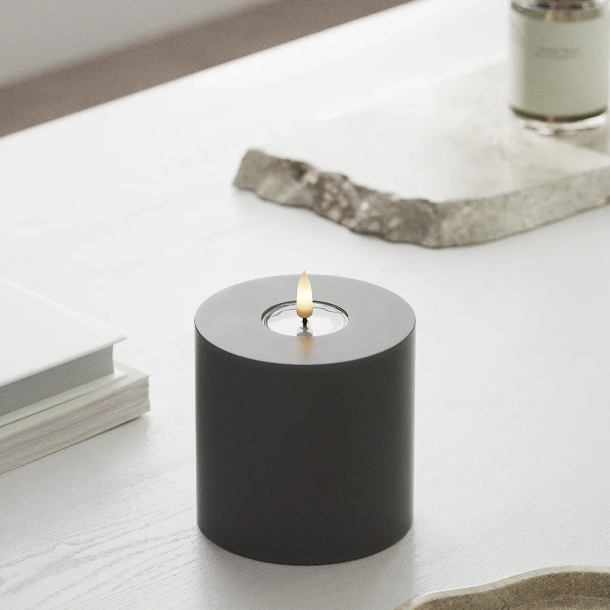 Deluxe Homeart | LED Kaars grijs 10x10cm
