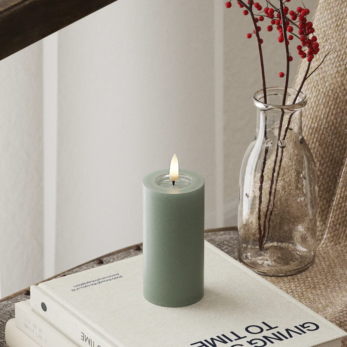 Deluxe Homeart | LED Kaars saliegroen 5x10cm