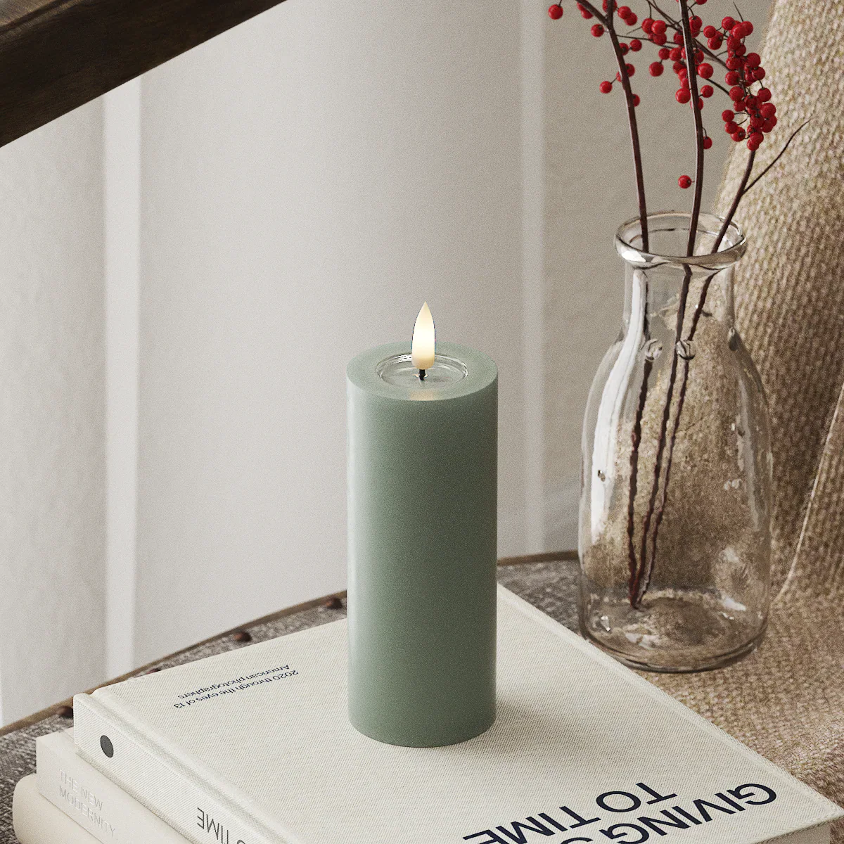 Deluxe Homeart | LED Kaars saliegroen 5x12.5cm