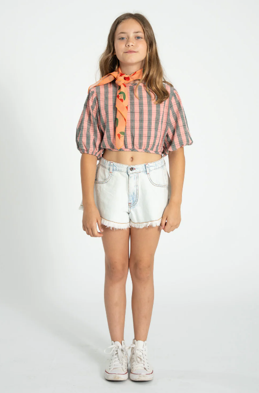 Piupiuchick | Blouse cropped baloon pink green