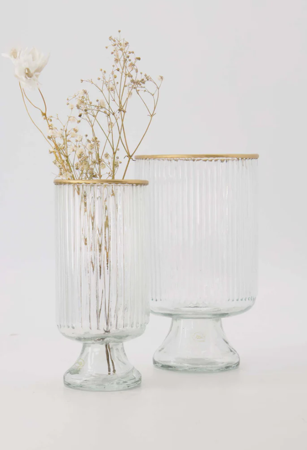 Zusss | Vaas op voet glas ribbel