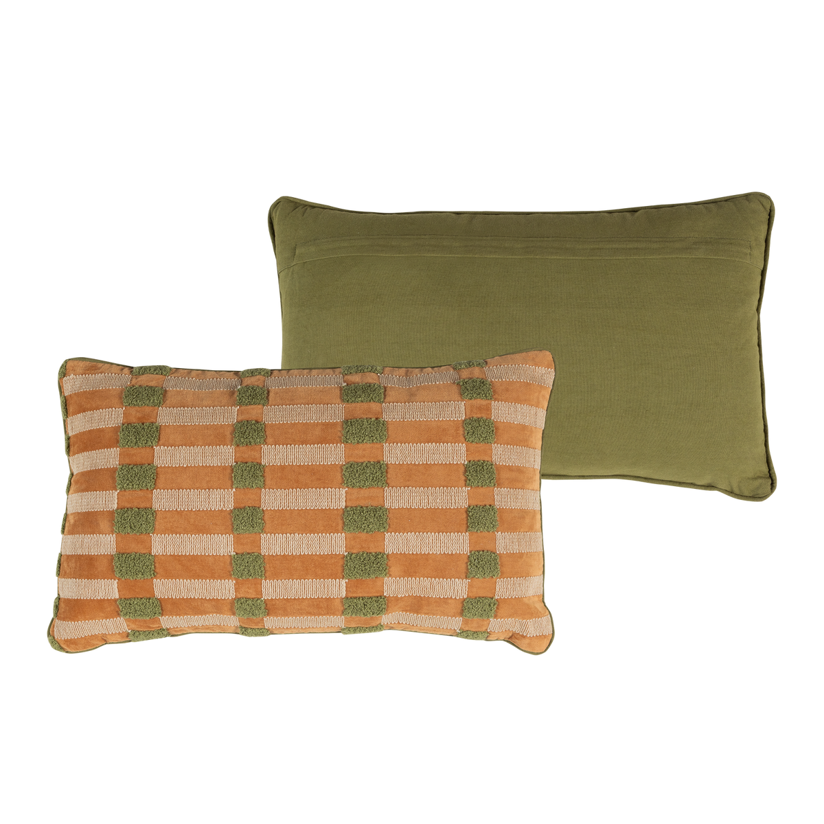Woood | Kussen Vola rechthoek green/orange