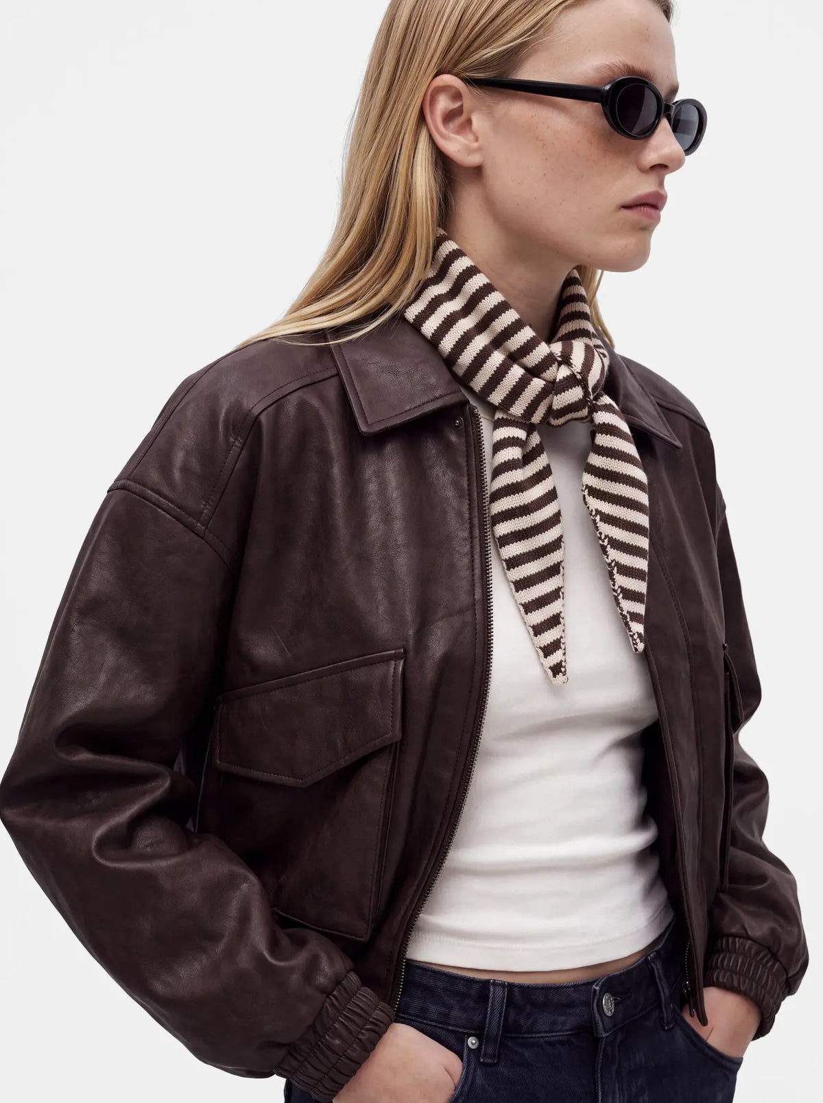Pieces | Sjaaltje Komma Triangle hot fudge & beige Noos