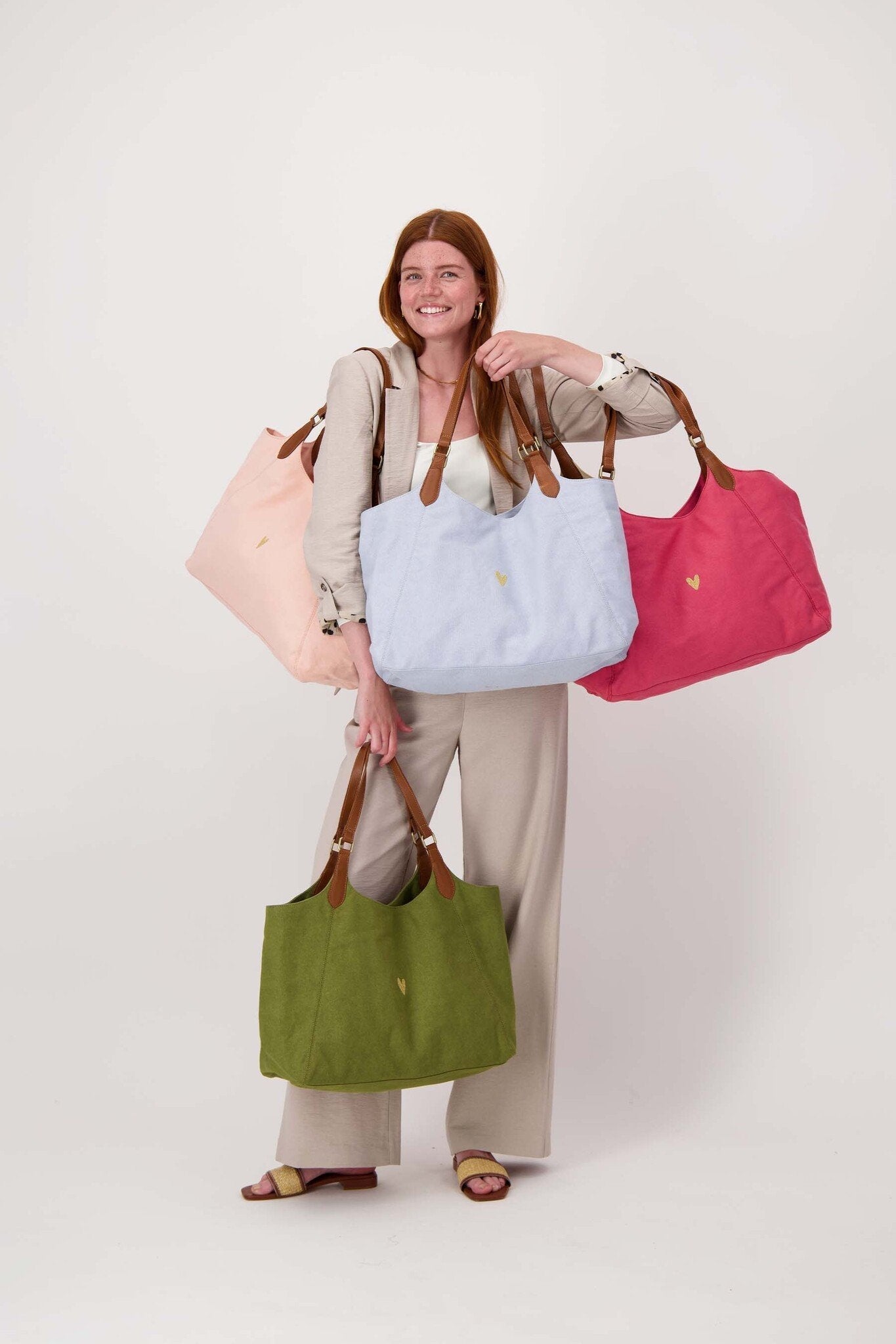 Zusss | Love tote bag met leren details kit