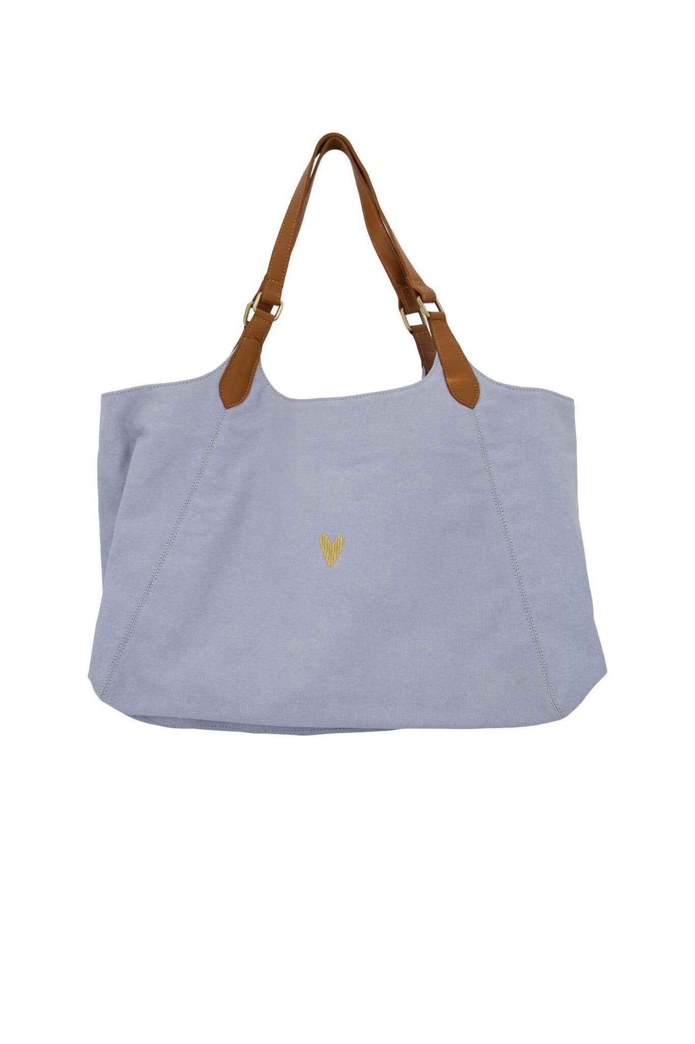 Zusss | Love tote bag met leren details sky blue