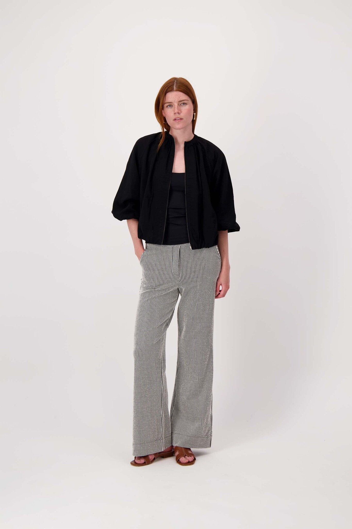 Zusss | Gestreepte broek met structuur