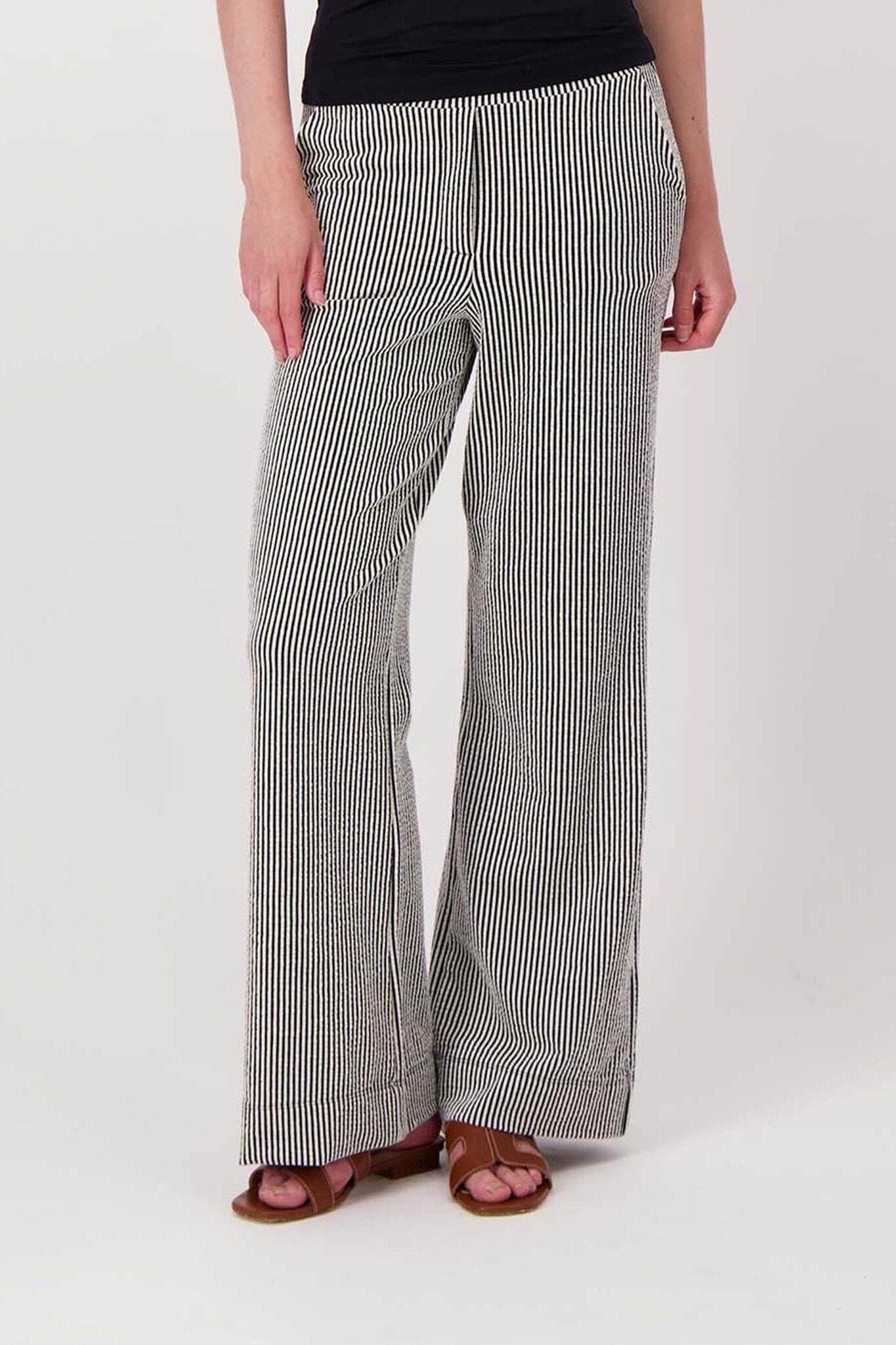 Zusss | Gestreepte broek met structuur