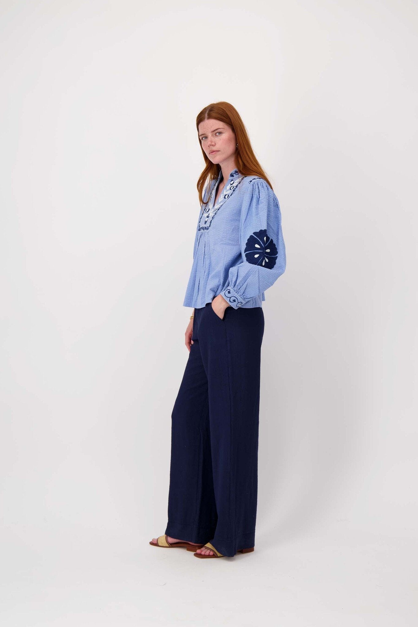 Zusss | Linnenlook broek summer navy
