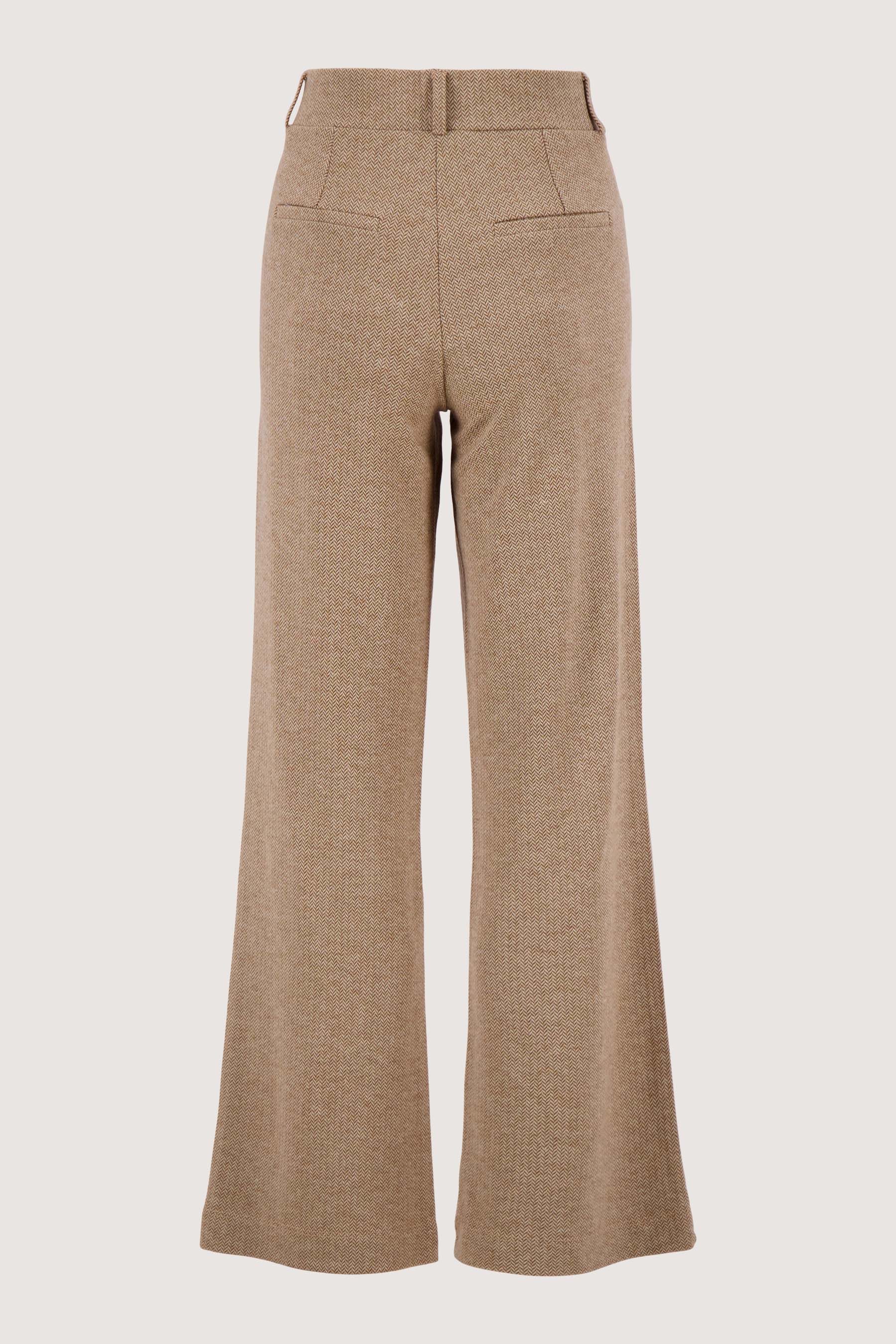 Zusss | Visgraat broek met stretch beige