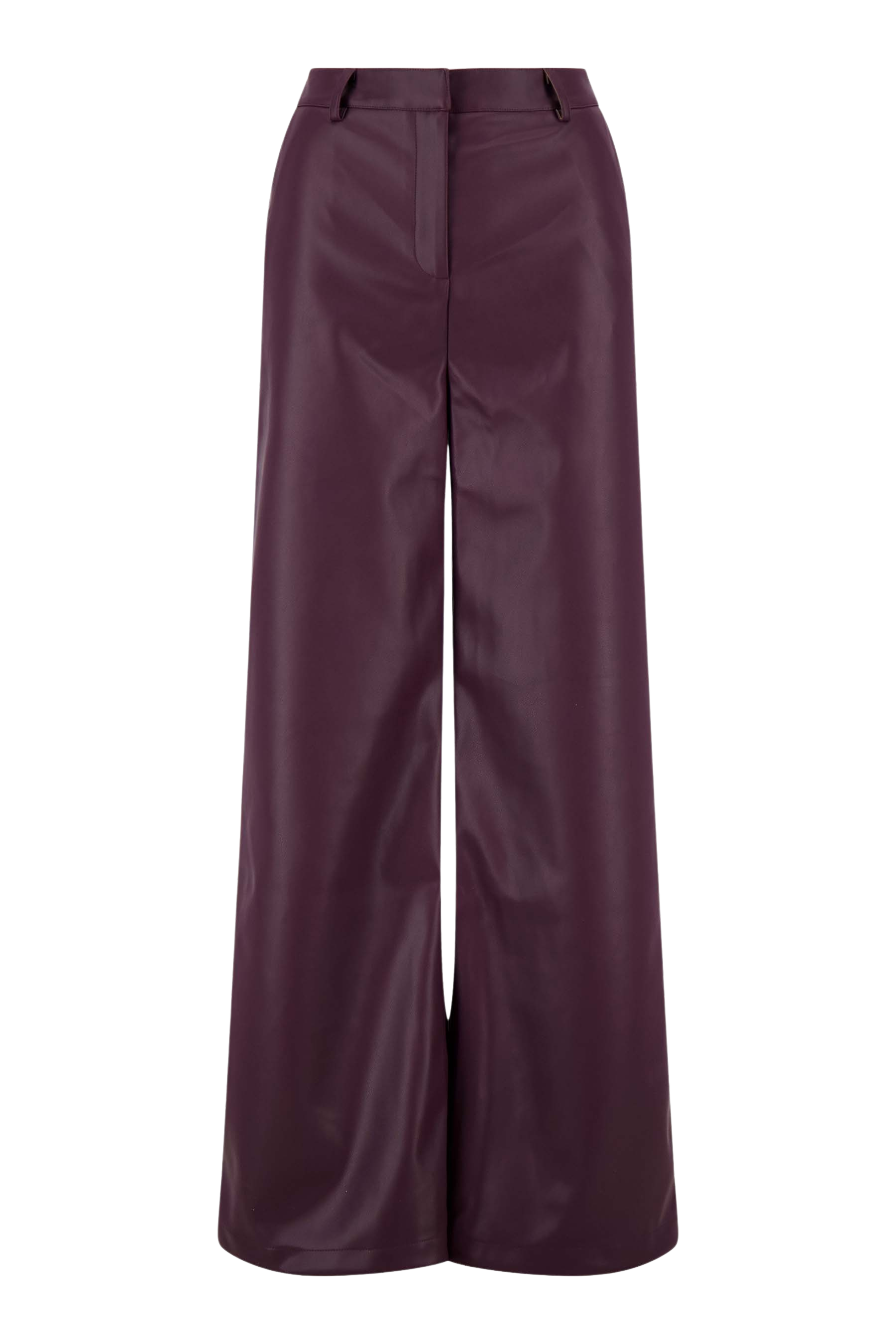 Zusss | Wijde broek PU bordeaux