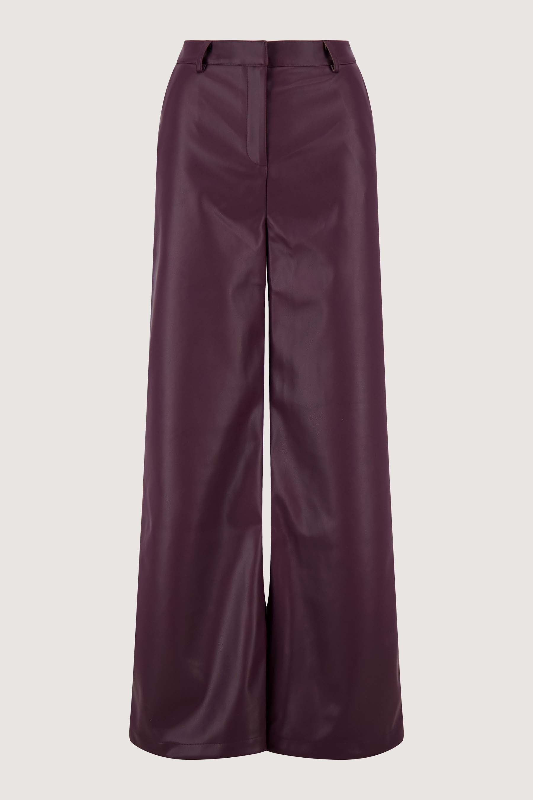Zusss | Wijde broek PU bordeaux