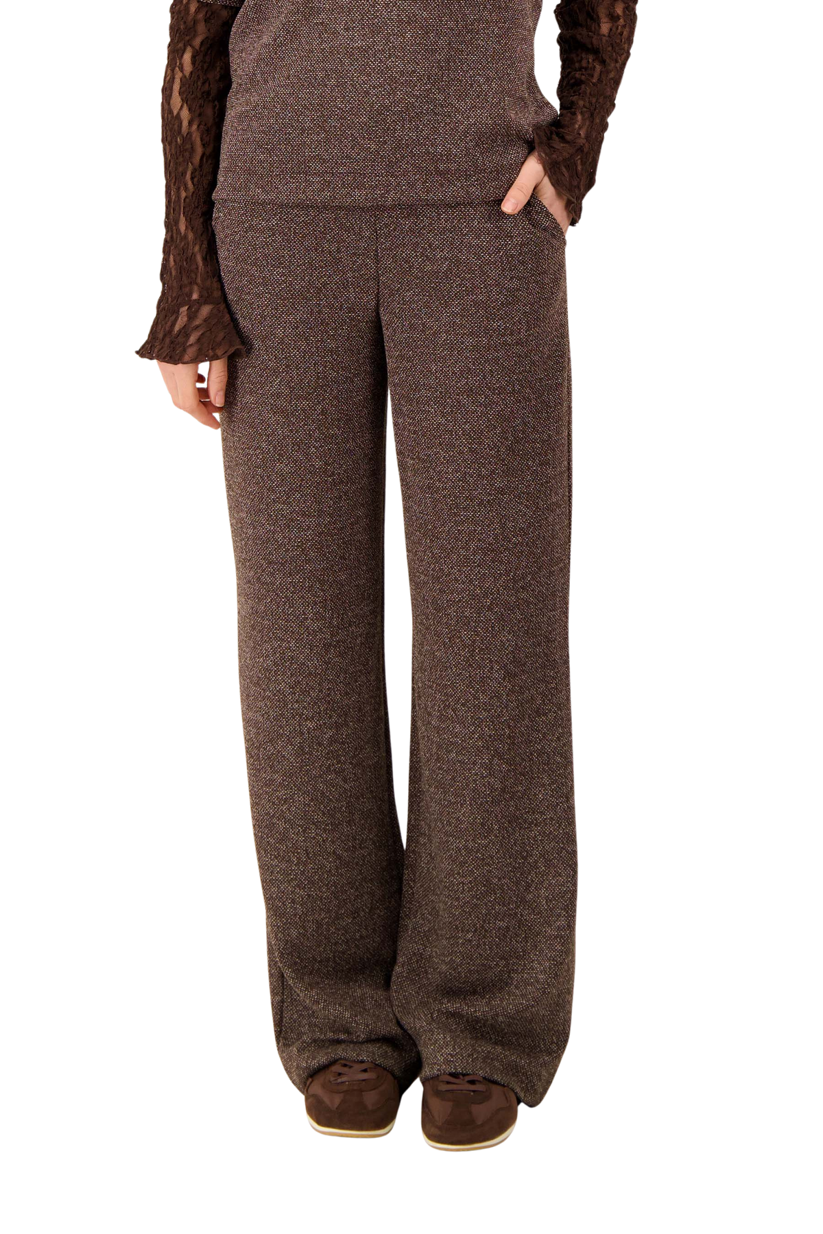 Zusss | Broek met stretch chocolade bruin