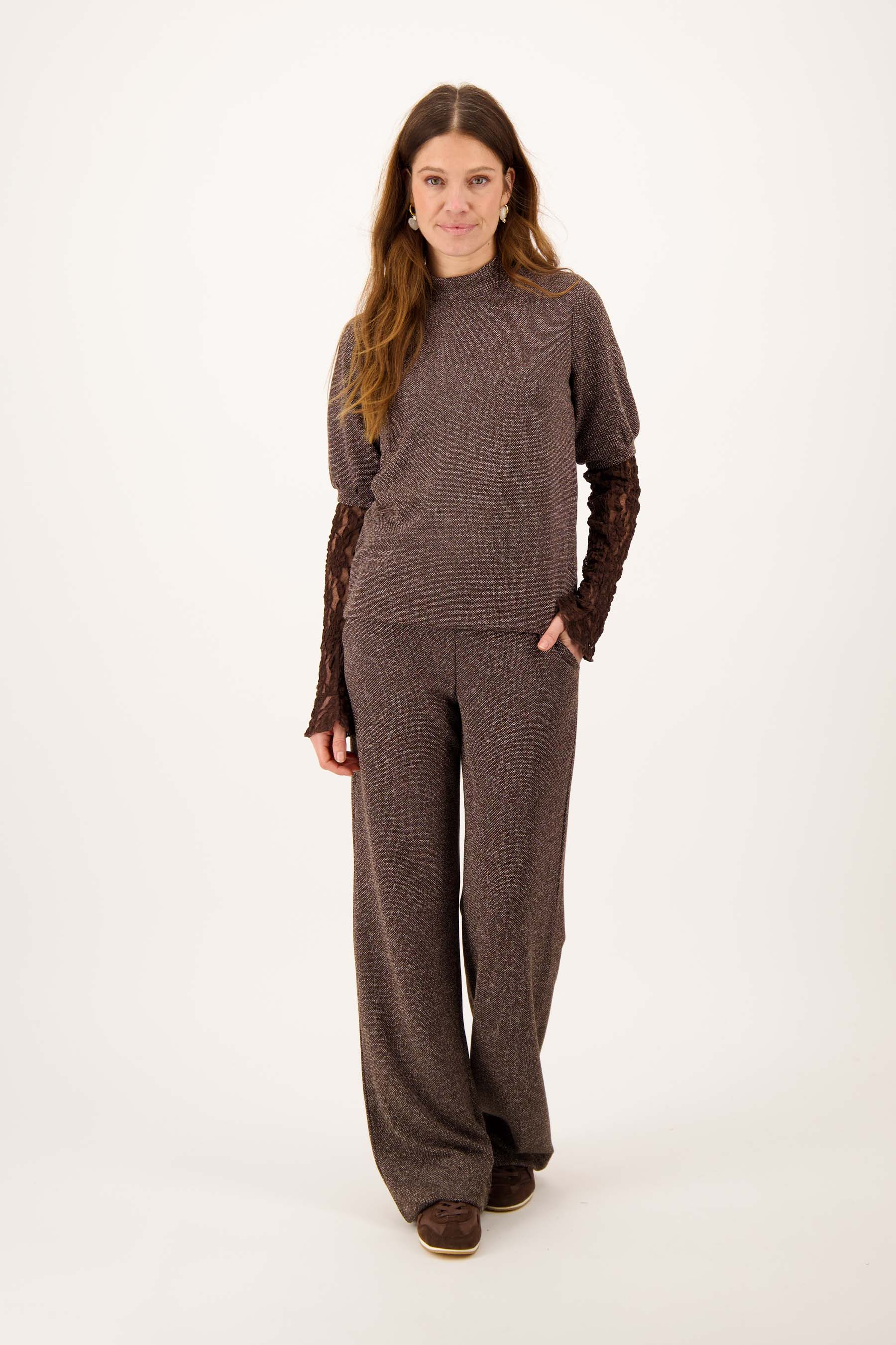 Zusss | Broek met stretch chocolade bruin