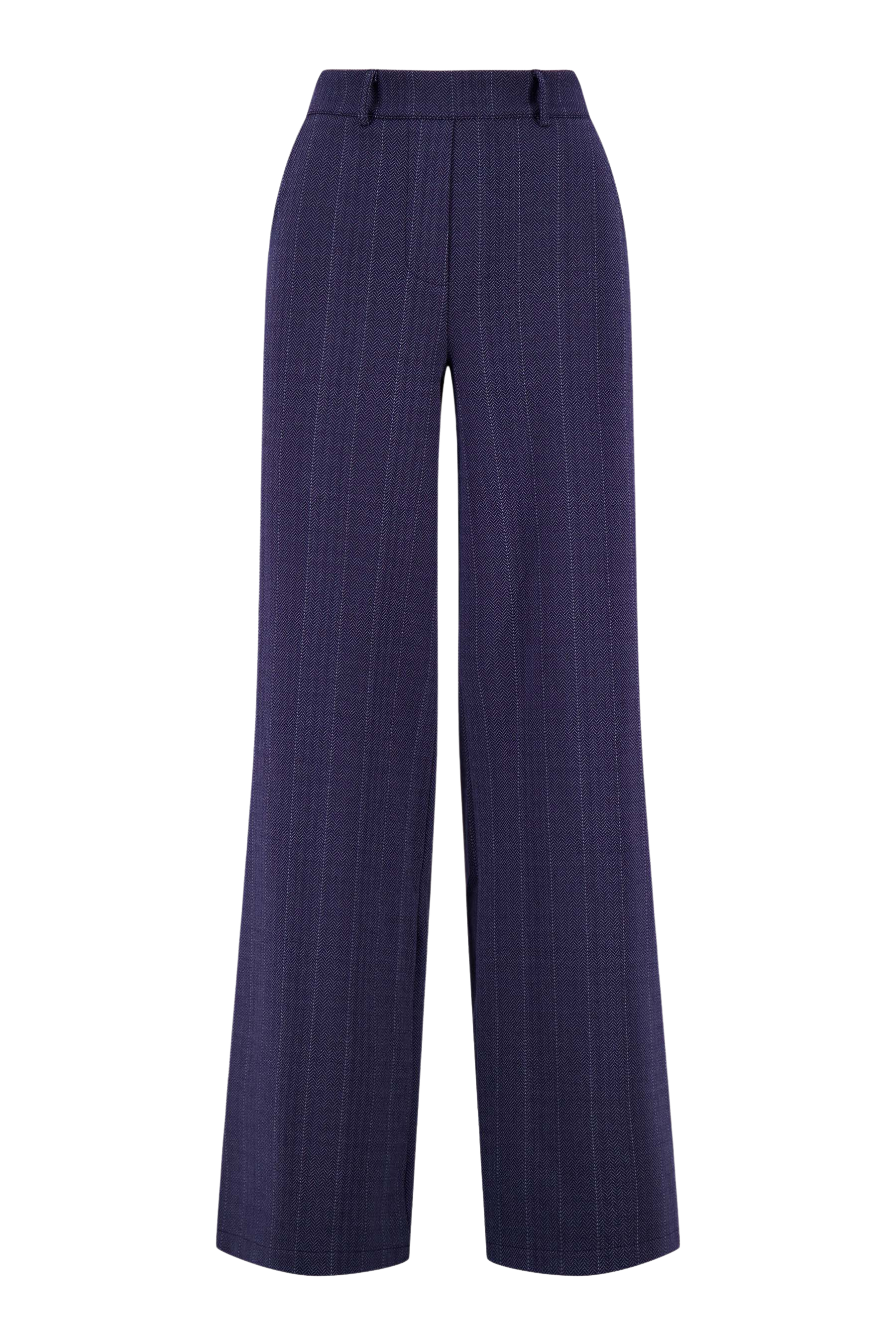 Zusss | Visgraat denim broek met stretch donker denim