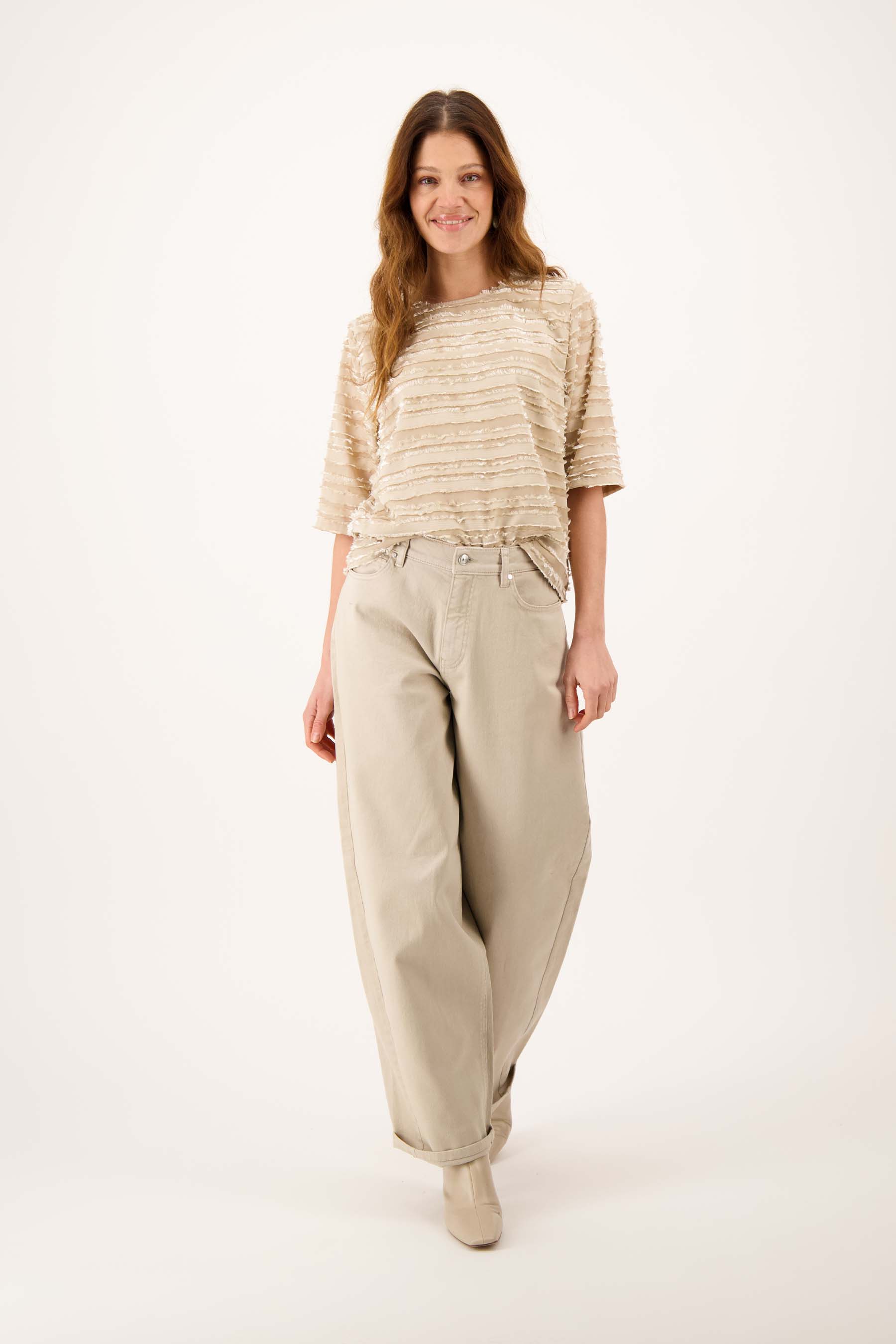 Zusss | Barrel broek met stretch zand