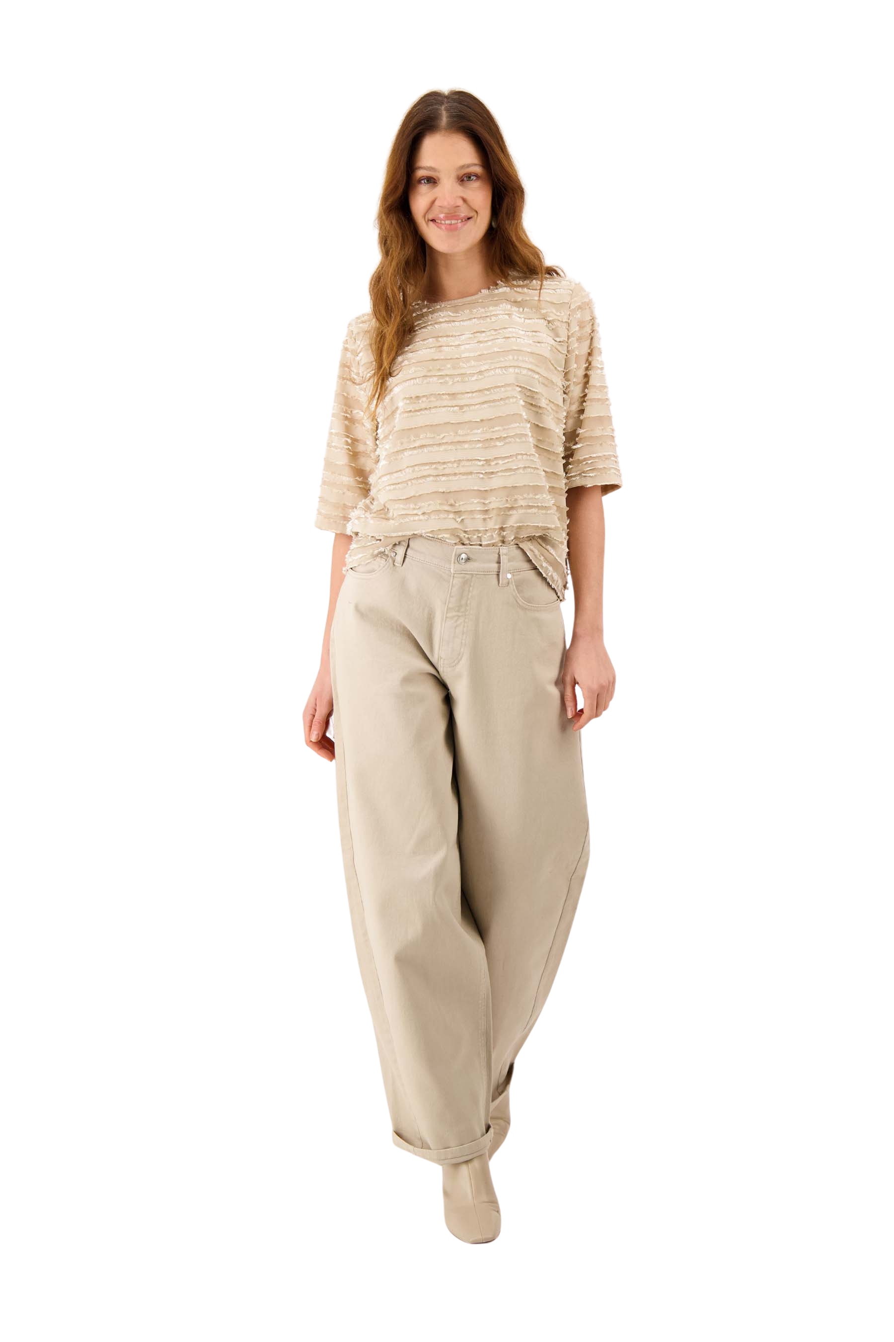 Zusss | Barrel broek met stretch zand