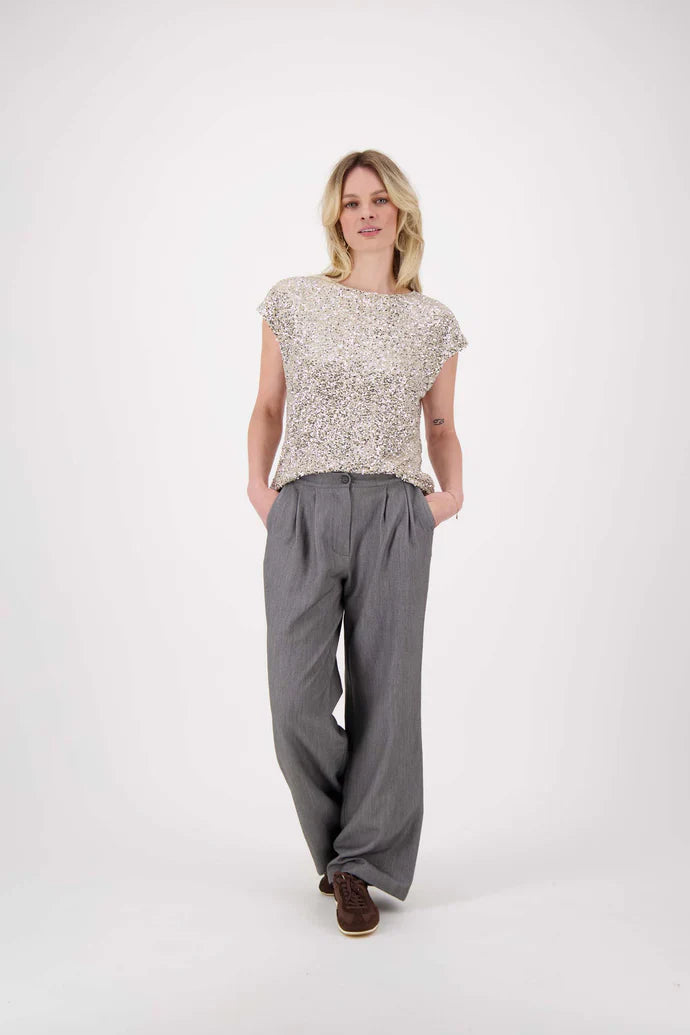 Zusss | Broek met plooien middengrijs