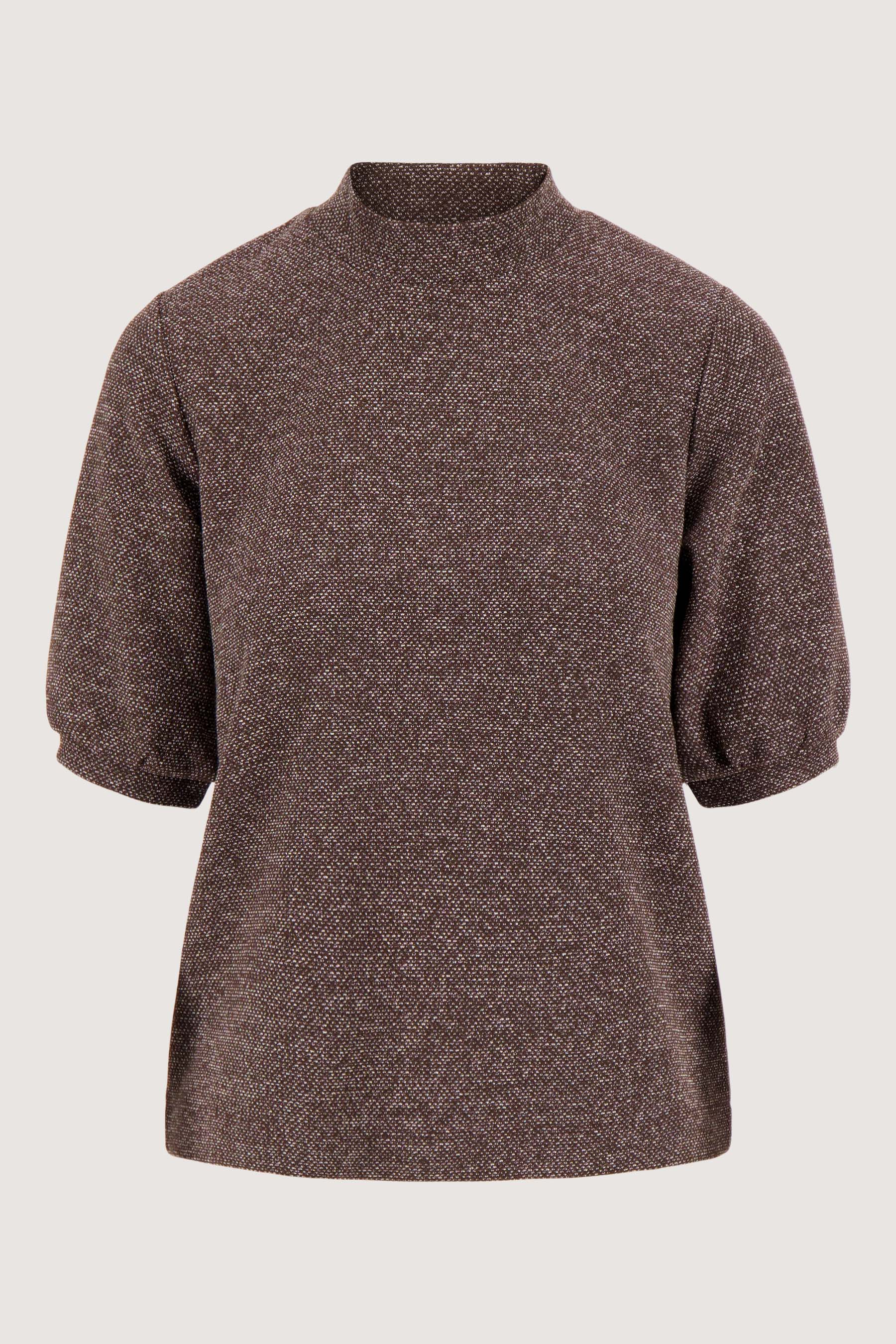 Zusss | Stretch top met koltrui chocolade bruin