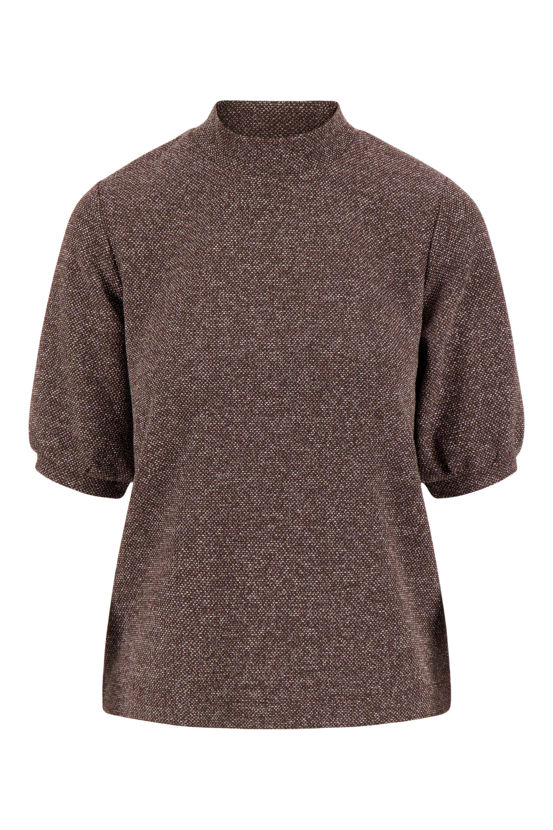Zusss | Stretch top met koltrui chocolade bruin