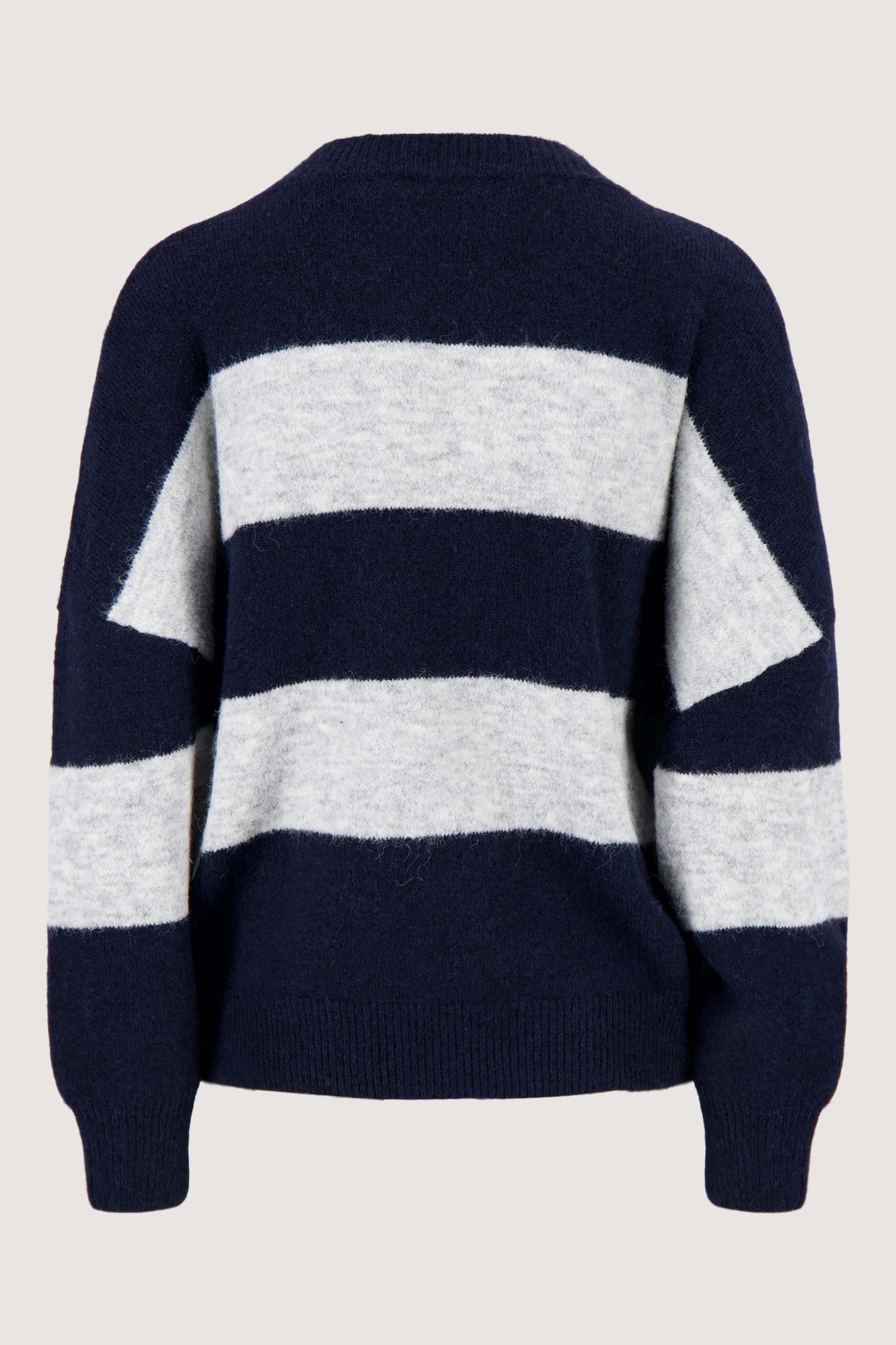 Zusss | Sweater met strepen donkerblauw / grijs melange