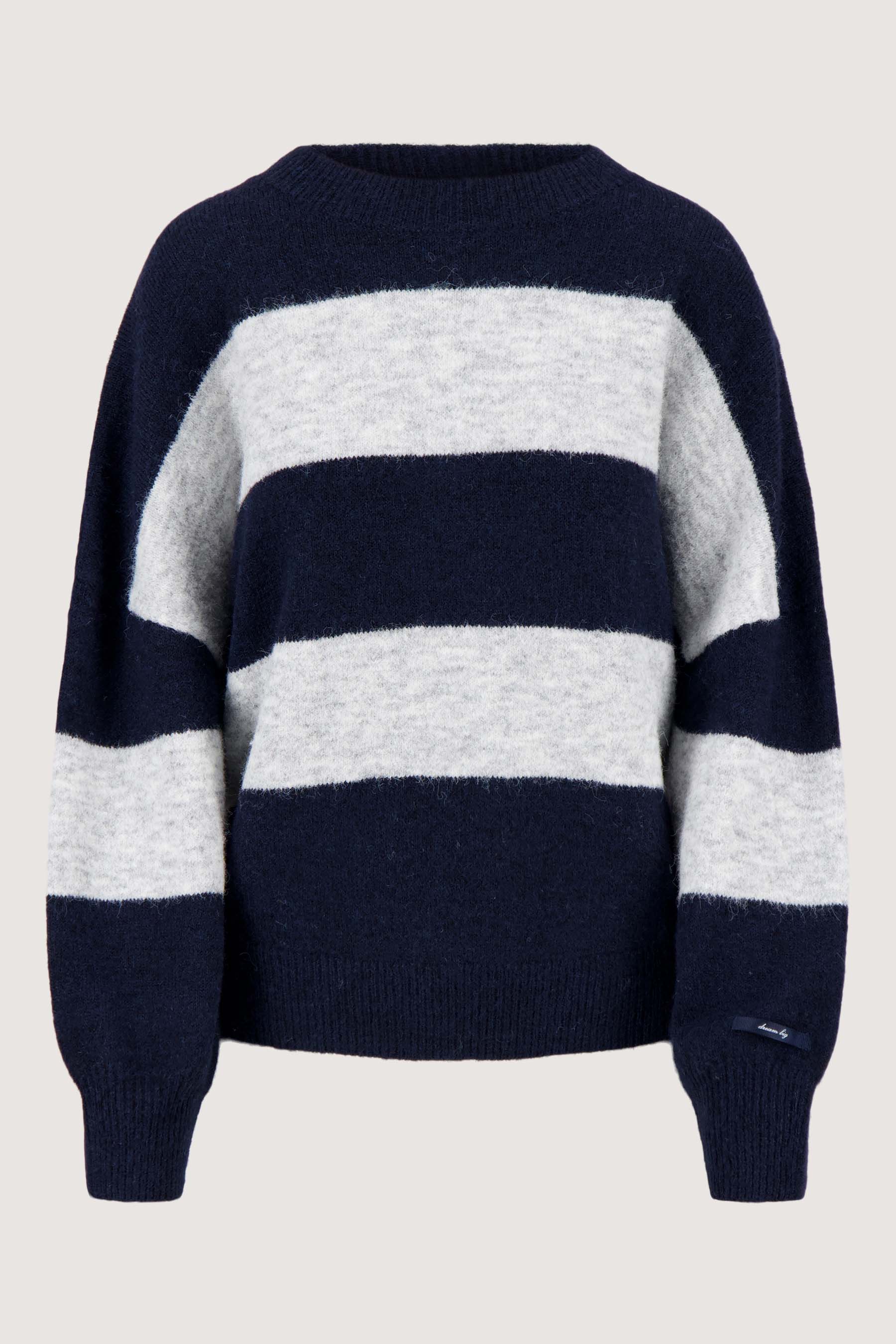 Zusss | Sweater met strepen donkerblauw / grijs melange