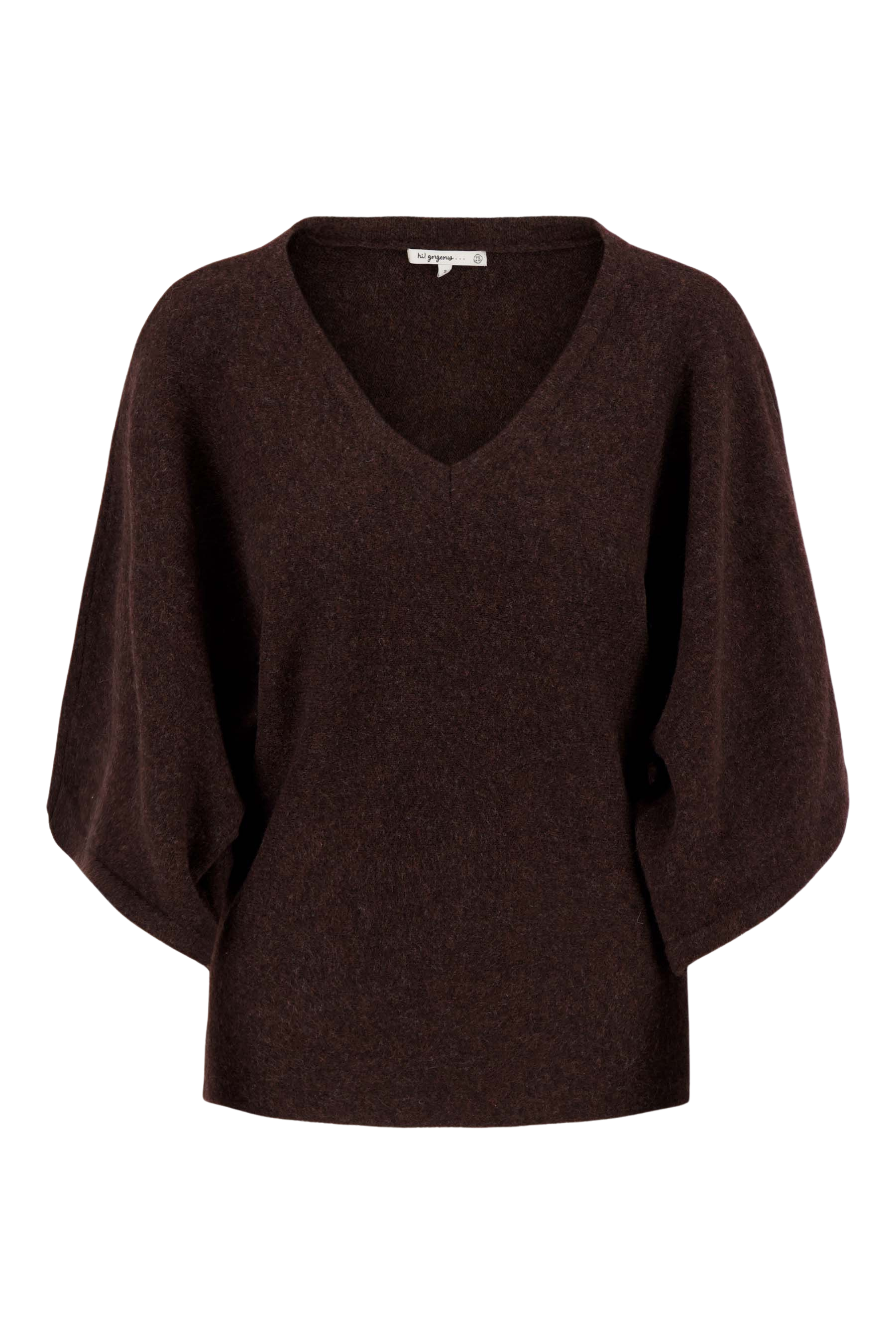 Zusss | Top V-hals chocolade bruin
