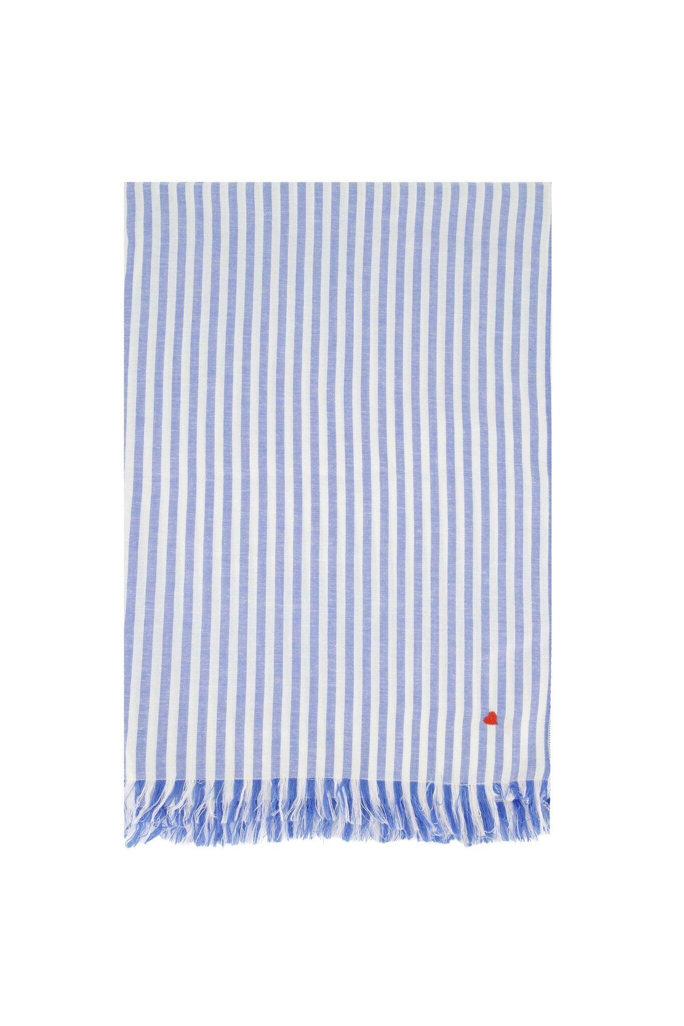 Zusss | Sjaal met streep en borduur wit/donkerblauw
