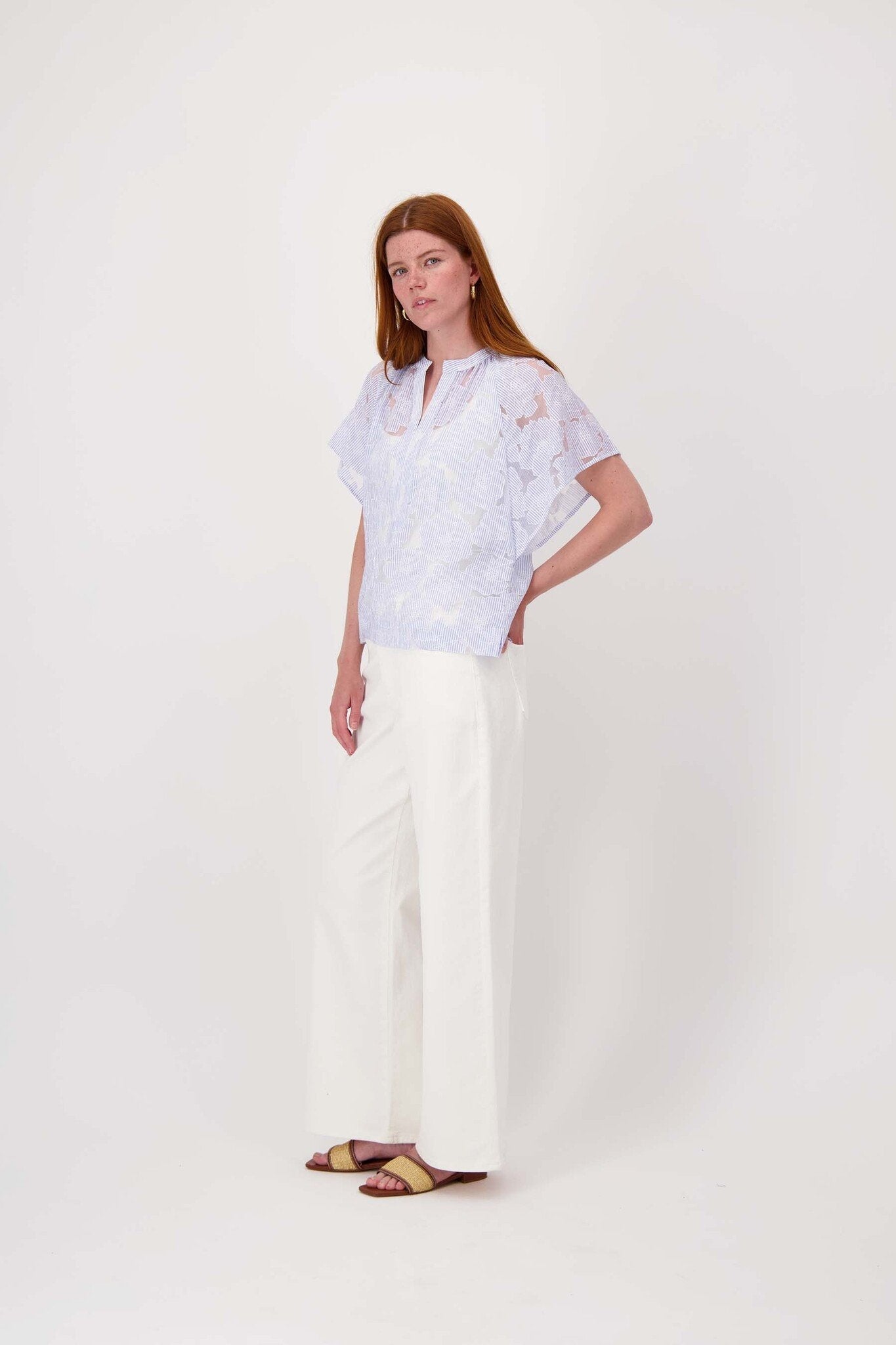 Zusss | Gestreepte organza blouse