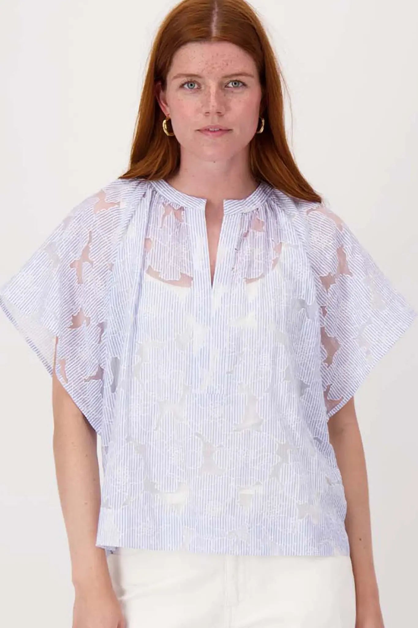 Zusss | Gestreepte organza blouse