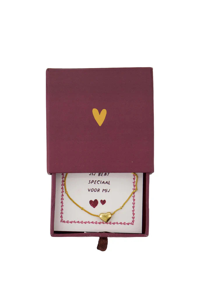 Zusss | Armband hartje in schuifdoosje Speciaal rood