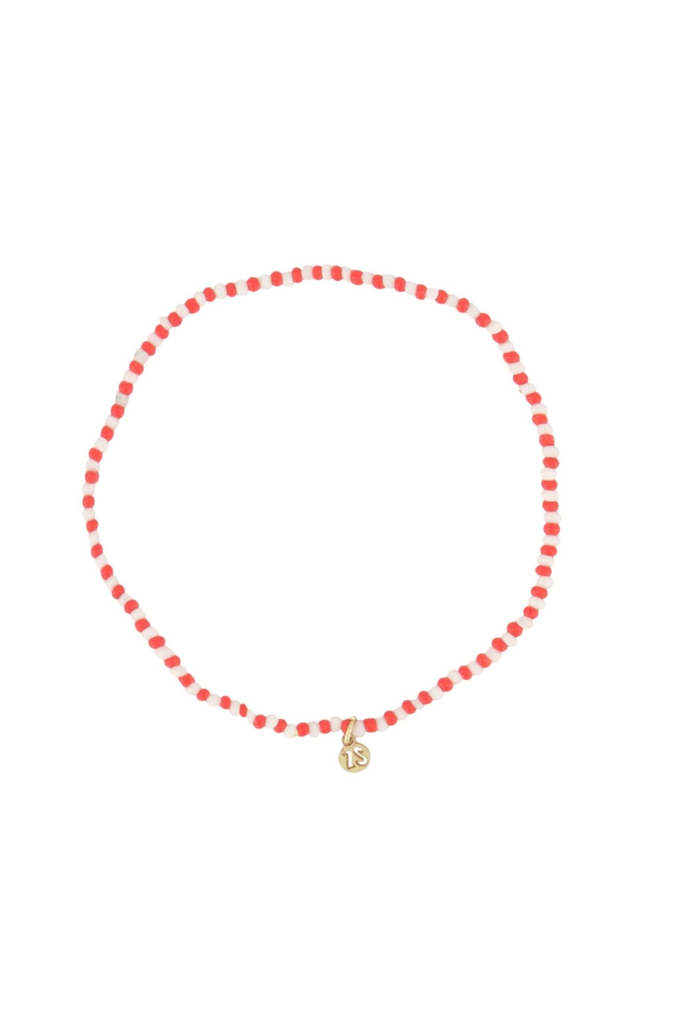 Zusss | Armband streep kraal wit/rood