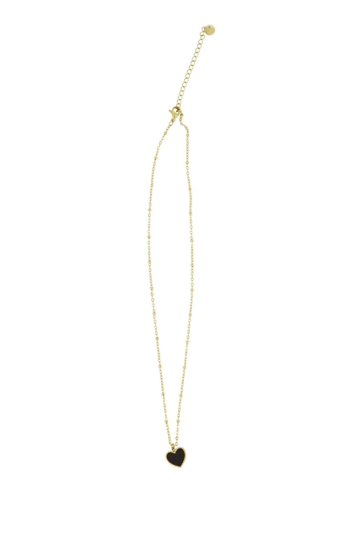 Zusss | Ketting hartjes bedel zwart goud