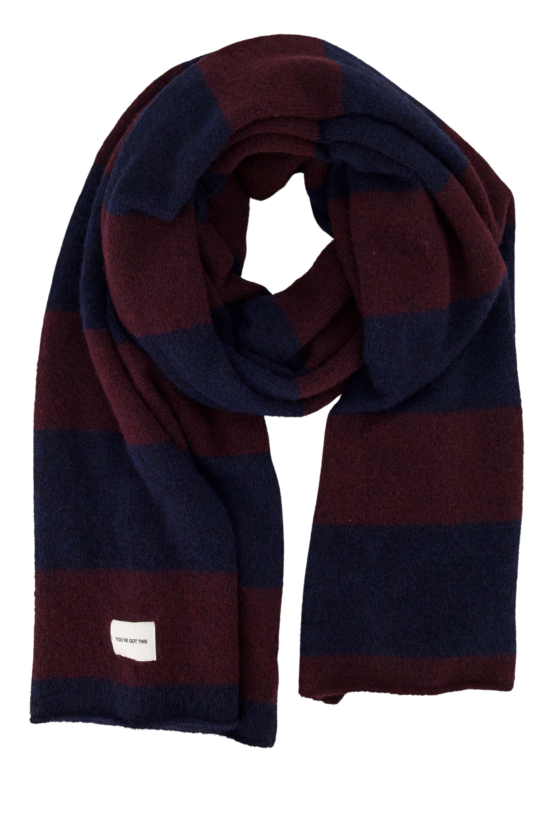 Zusss | Gestreepte sjaal donkerblauw bordeaux
