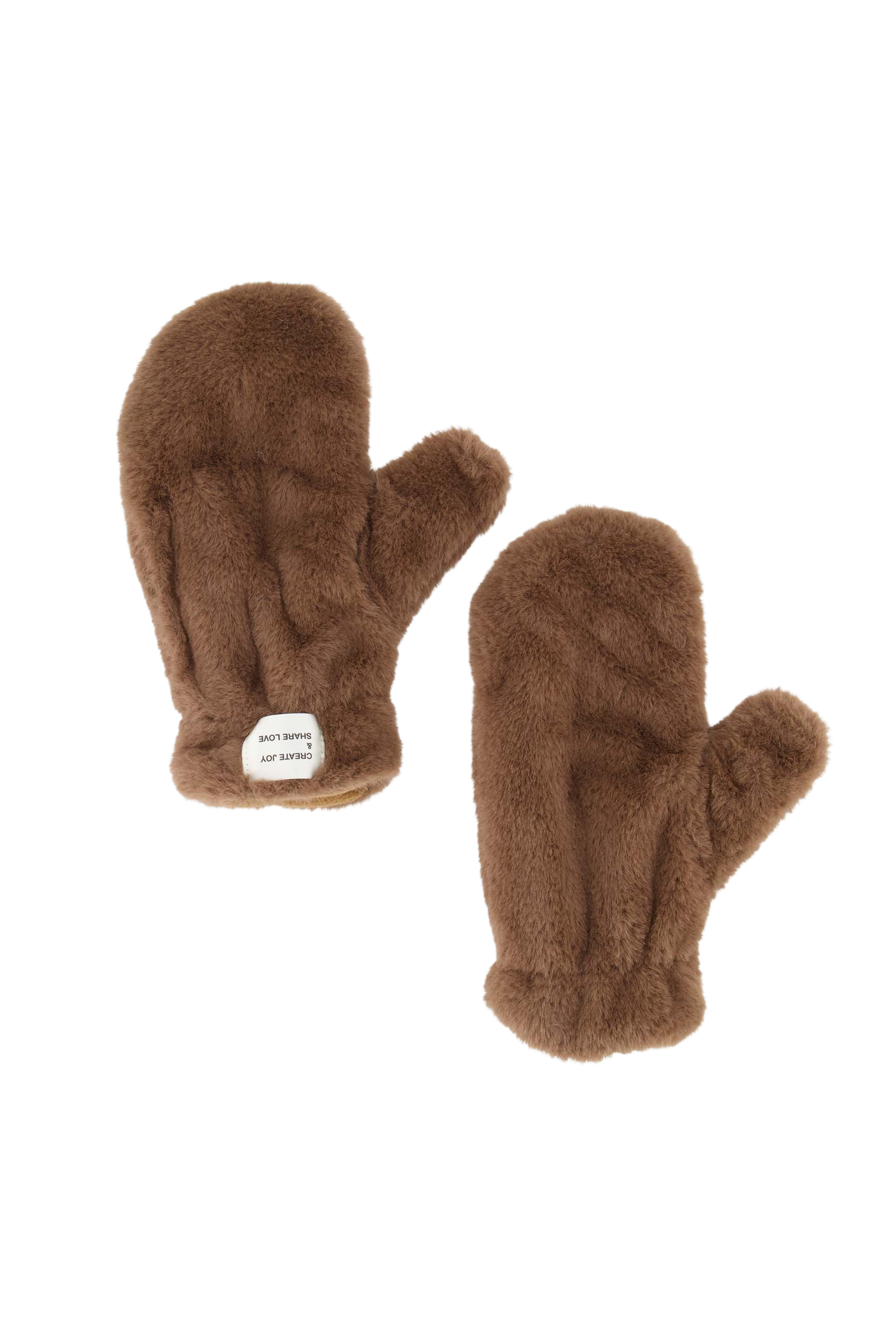 Zusss | Fluffy handschoenen hazelnoot