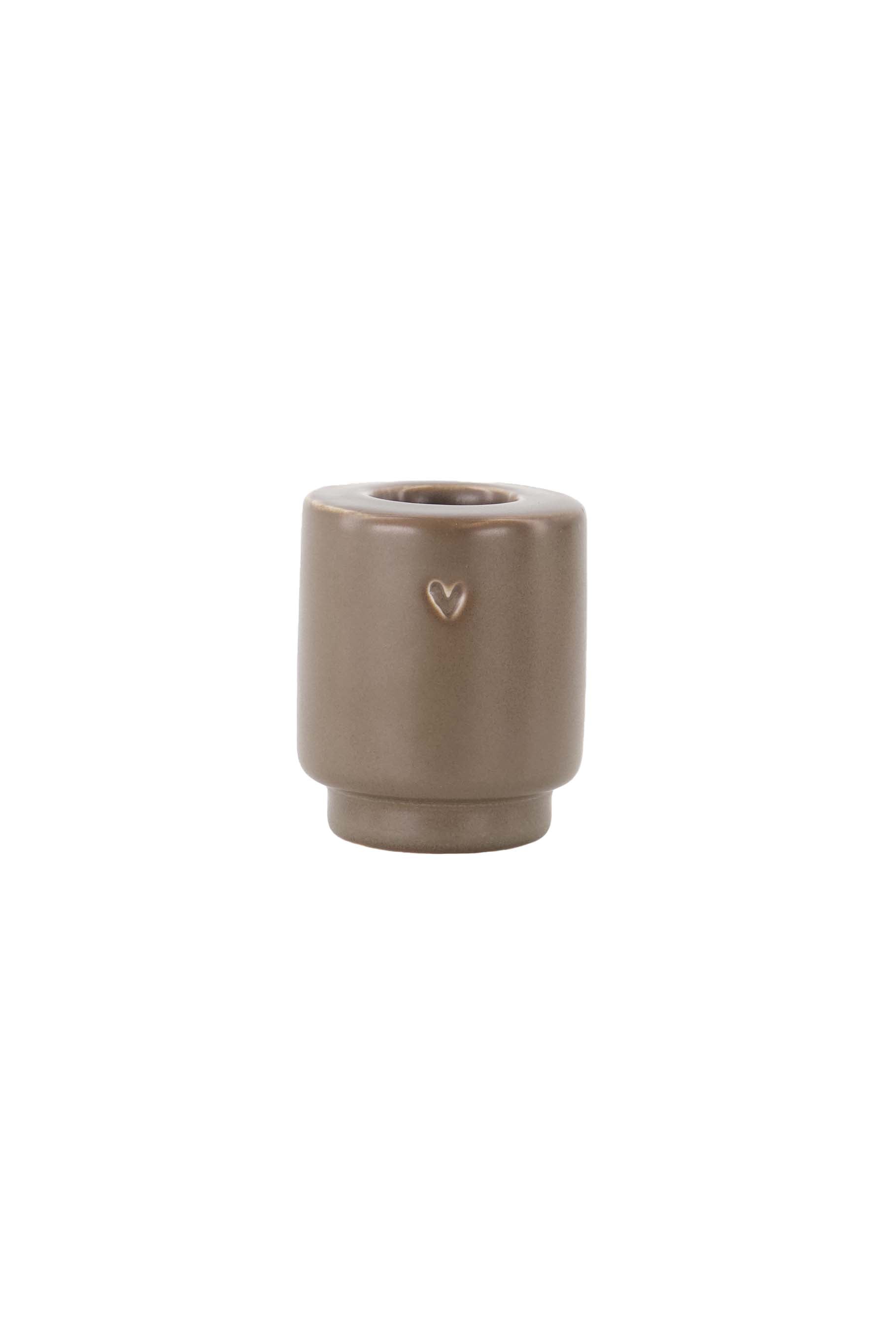 Zusss | Candle holder ceramic heart dark brown