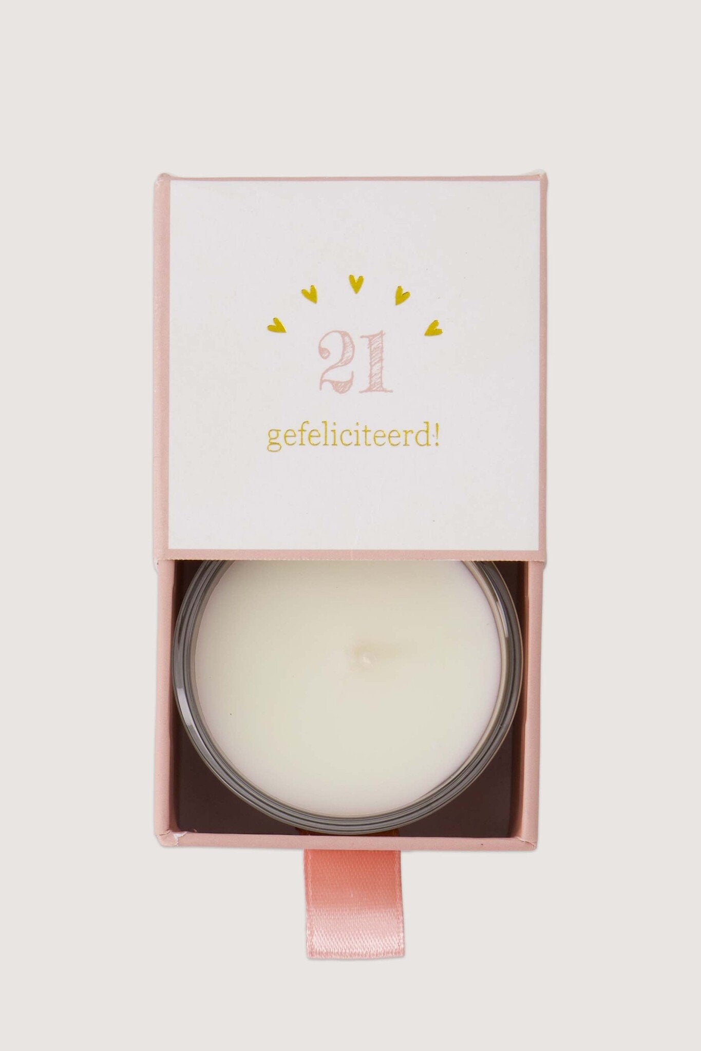 Zusss | Geurkaars glas in doosje 21 gefeliciteerd wit licht/roze wit / lichtroze