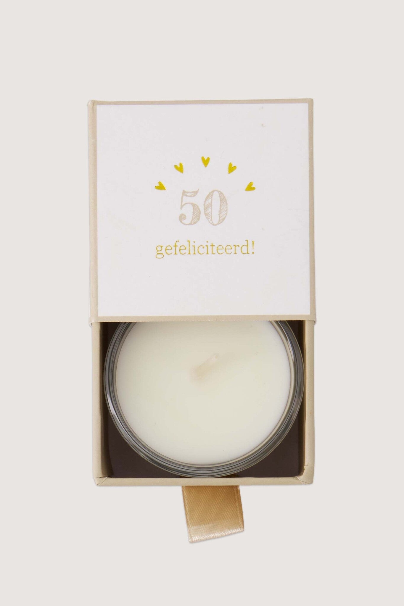 Zusss | Geurkaars glas in doosje 50 gefeliciteerd wit / goud