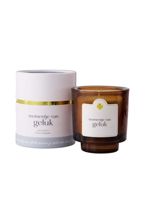 Zusss | Geurkaars in koker momentje van geluk wit / grijsblauw
