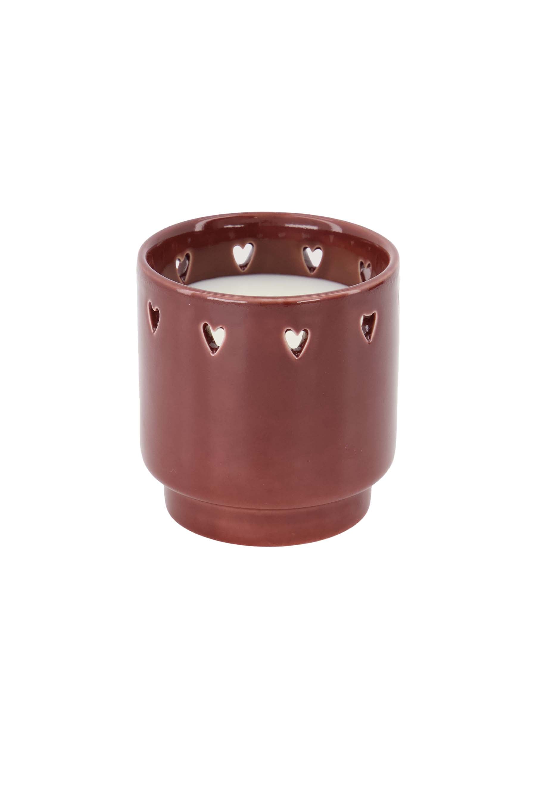 Zusss | Scented candle ceramic hearts dark red