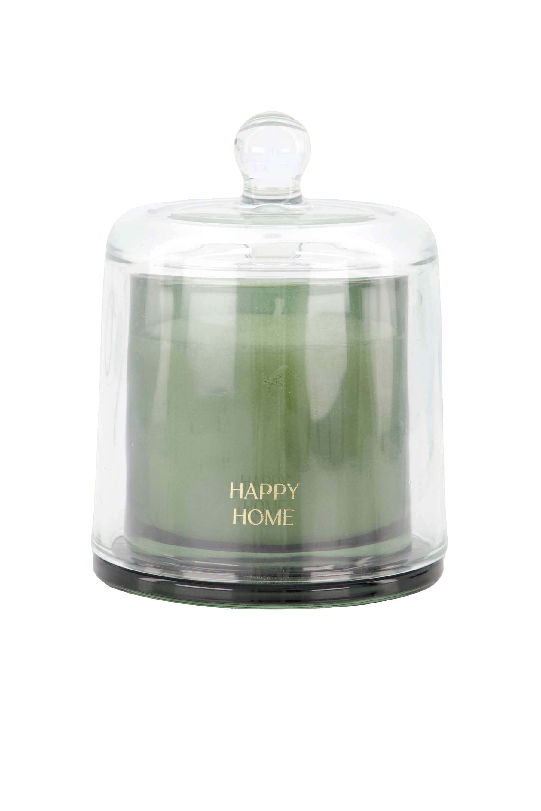 Zusss | Scented candle glass with dome happy home dark green