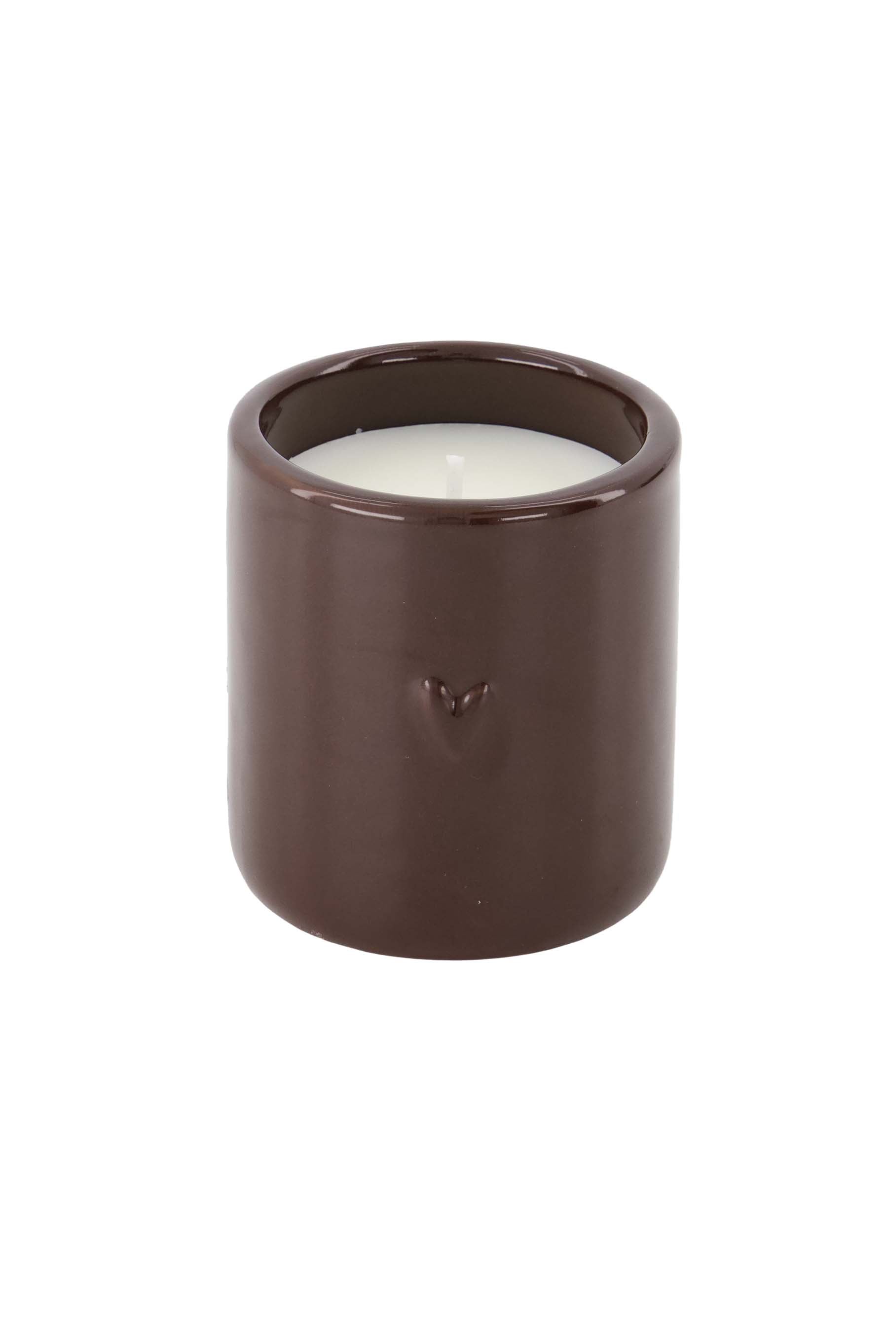 Zusss | Scented candle ceramic heart dark brown