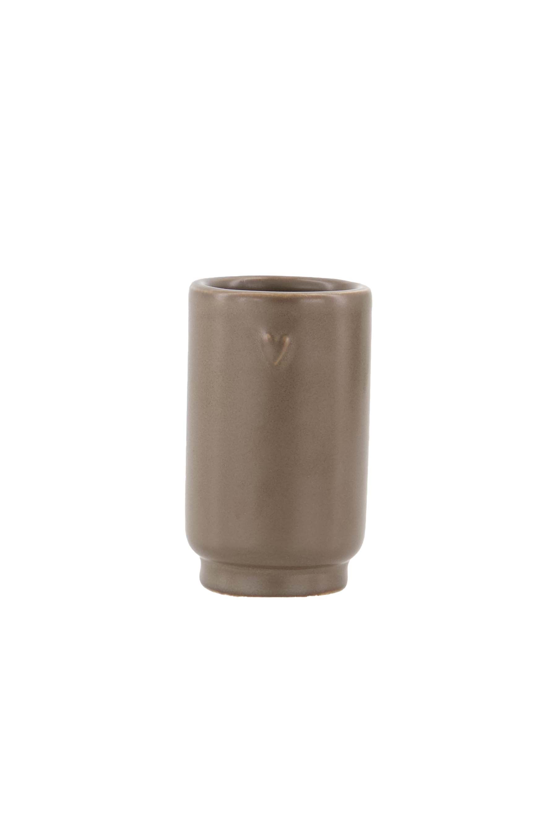 Zusss | Small vase ceramic heart dark brown