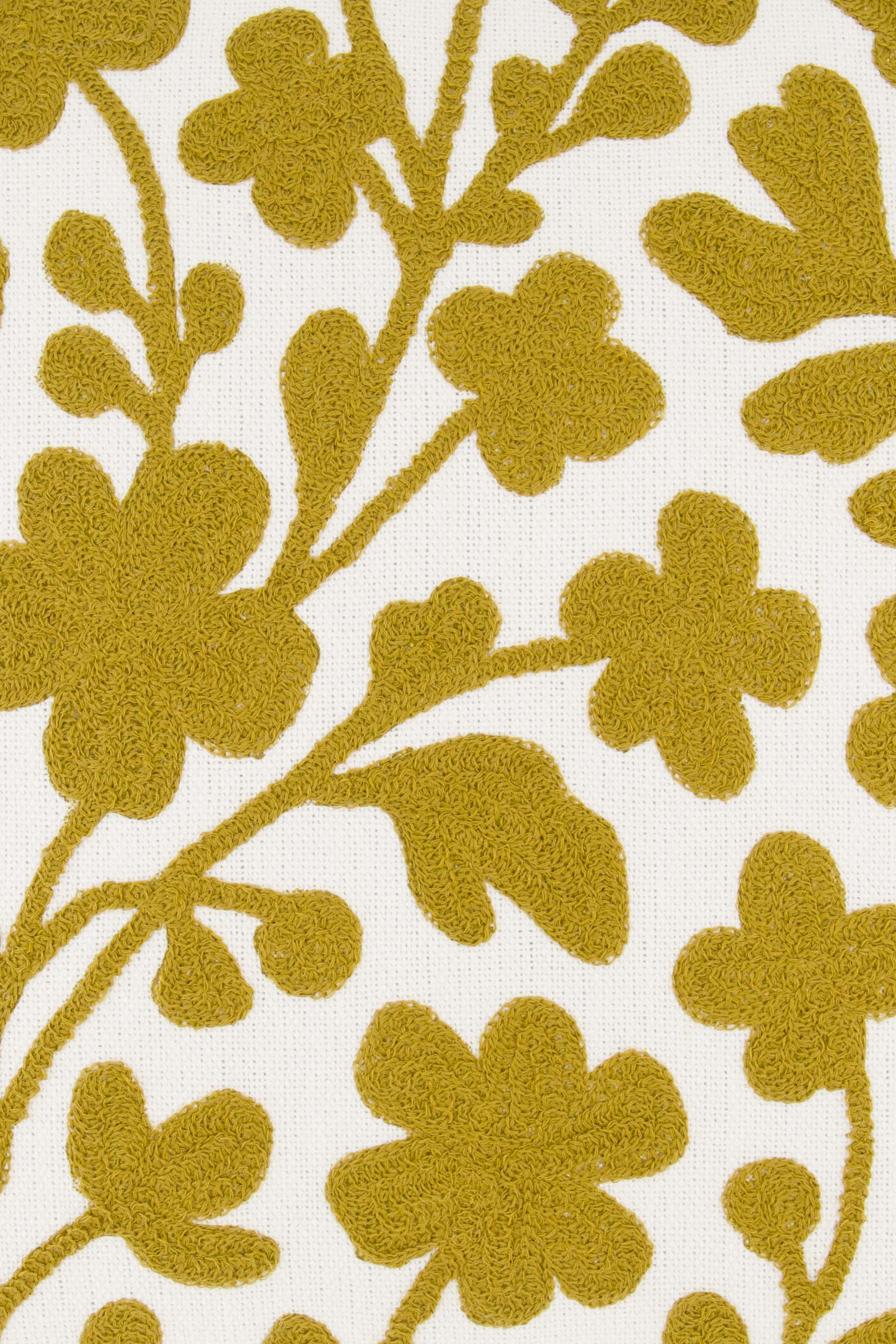 Zusss | Kussen bloemen embroidery 45x45cm wit / oker